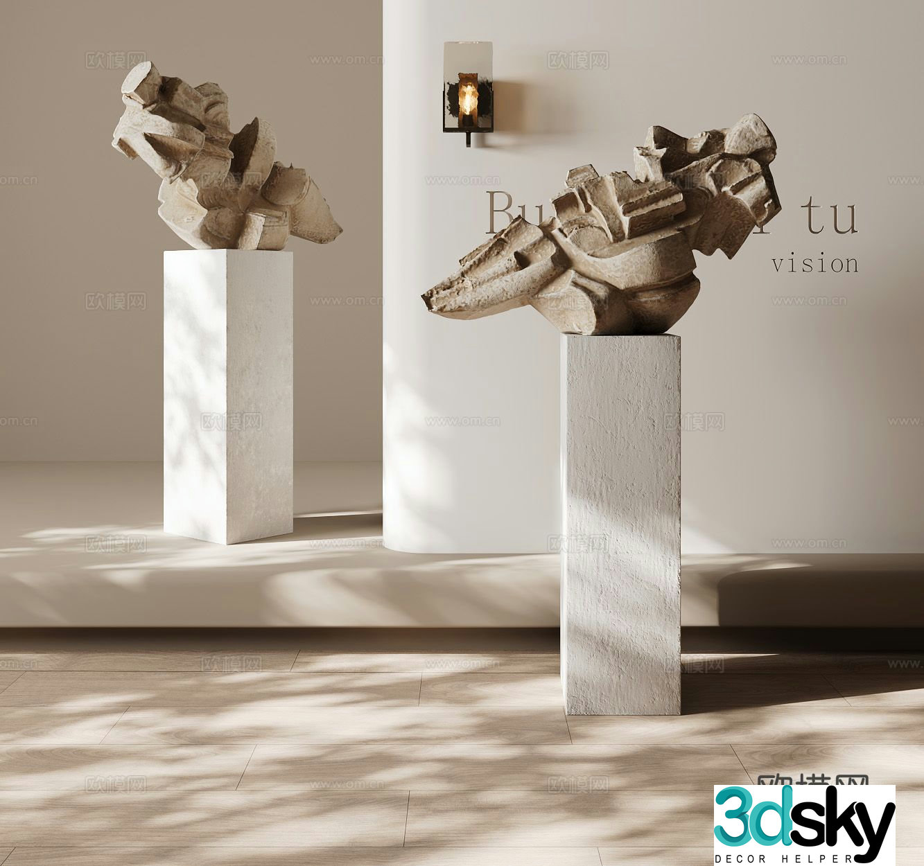 Abstract sculpture wood carving ornaments 3d model