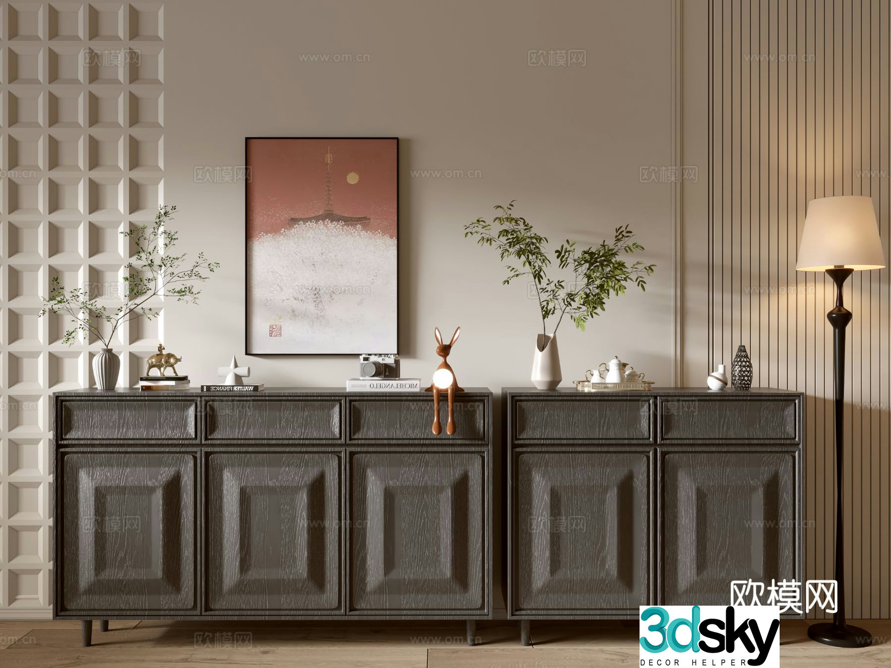 Modern entryway cabinet side cabinet 3d model
