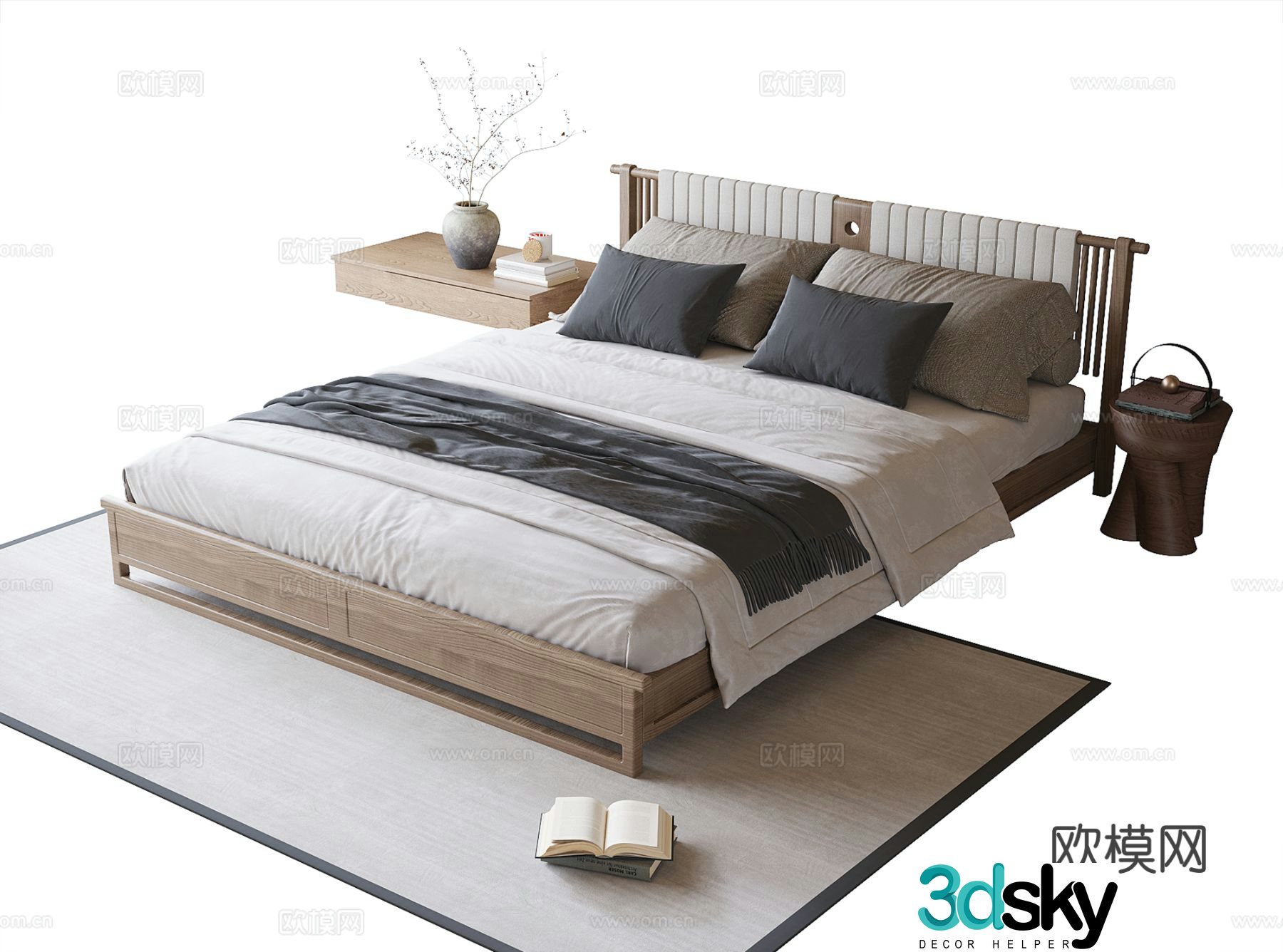Modern double bed 3d model