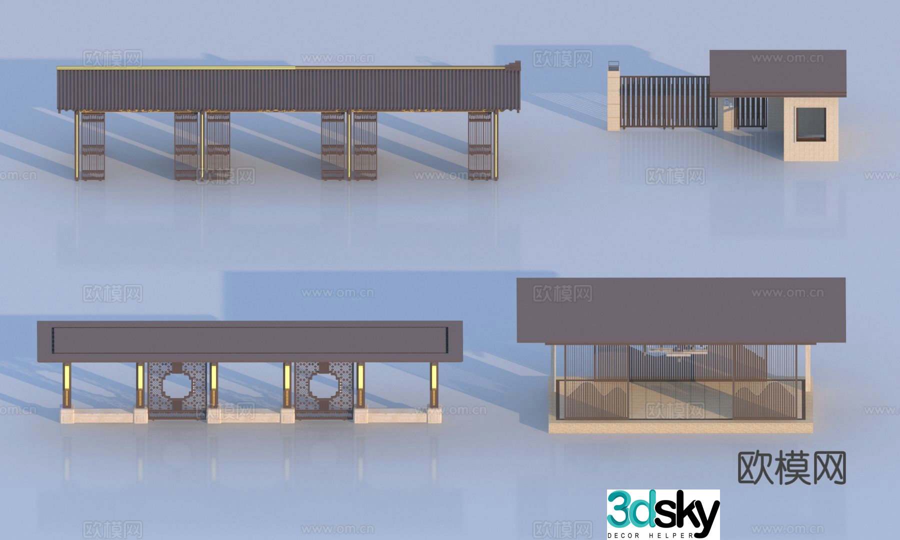 New Chinese style corridor corridor corridor 3D model