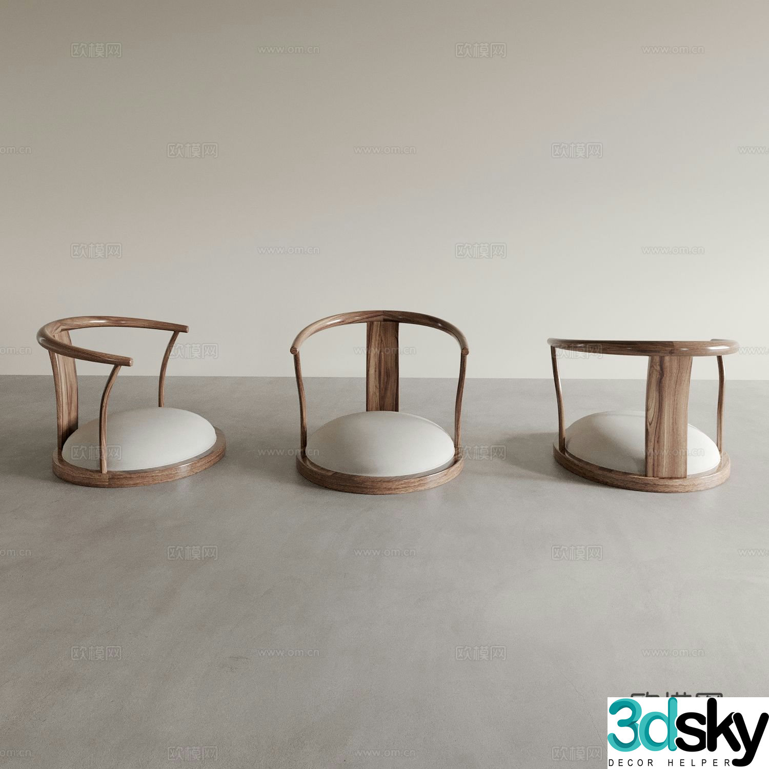 New Chinese style chair dining chair tatami tea chair 3d model