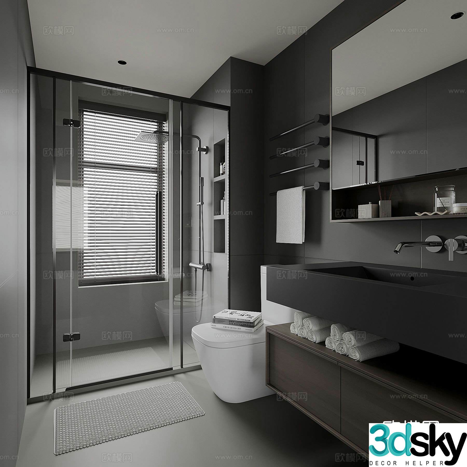 Premium gray bathroom bathroom 3d model