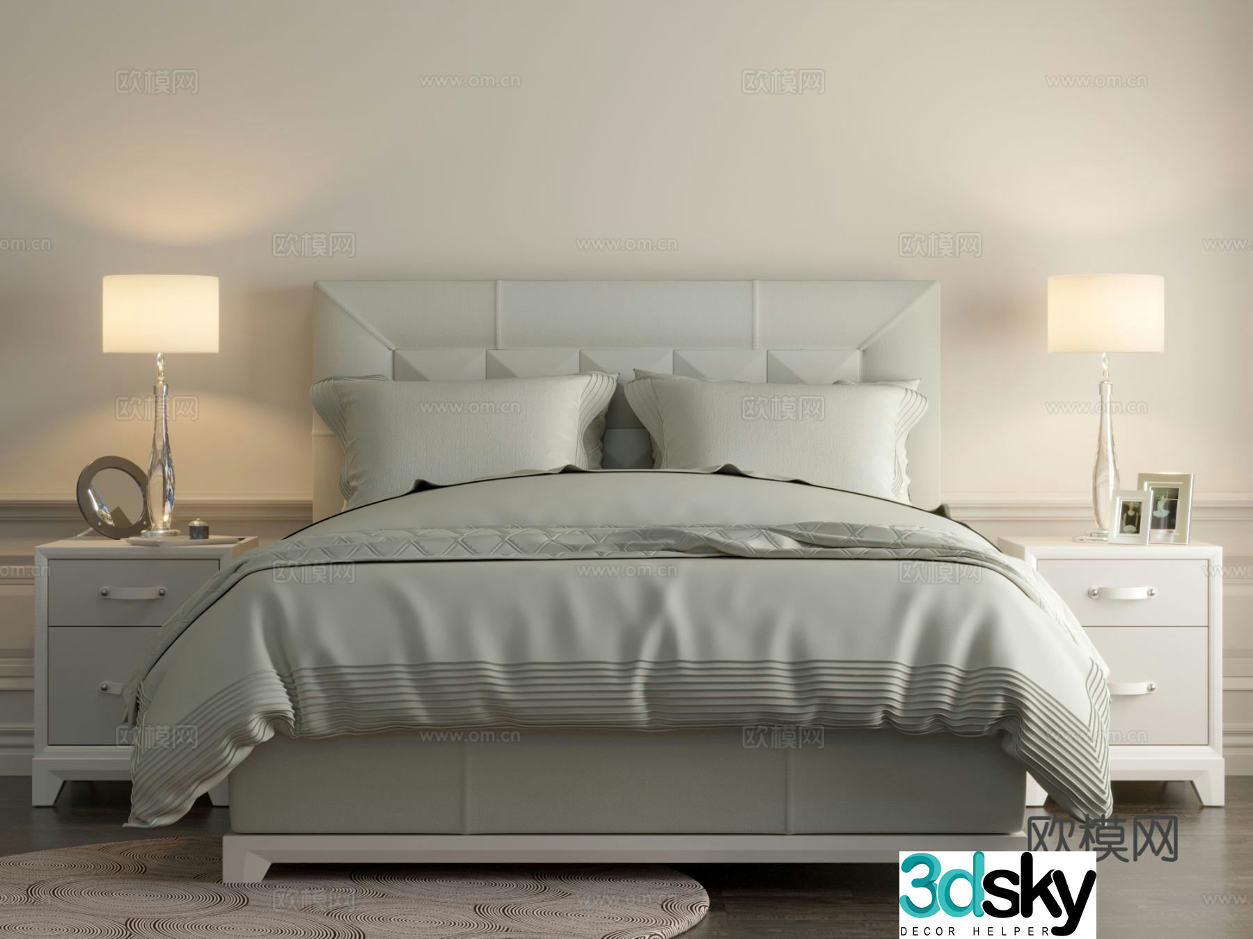 Modern double bed 3d model