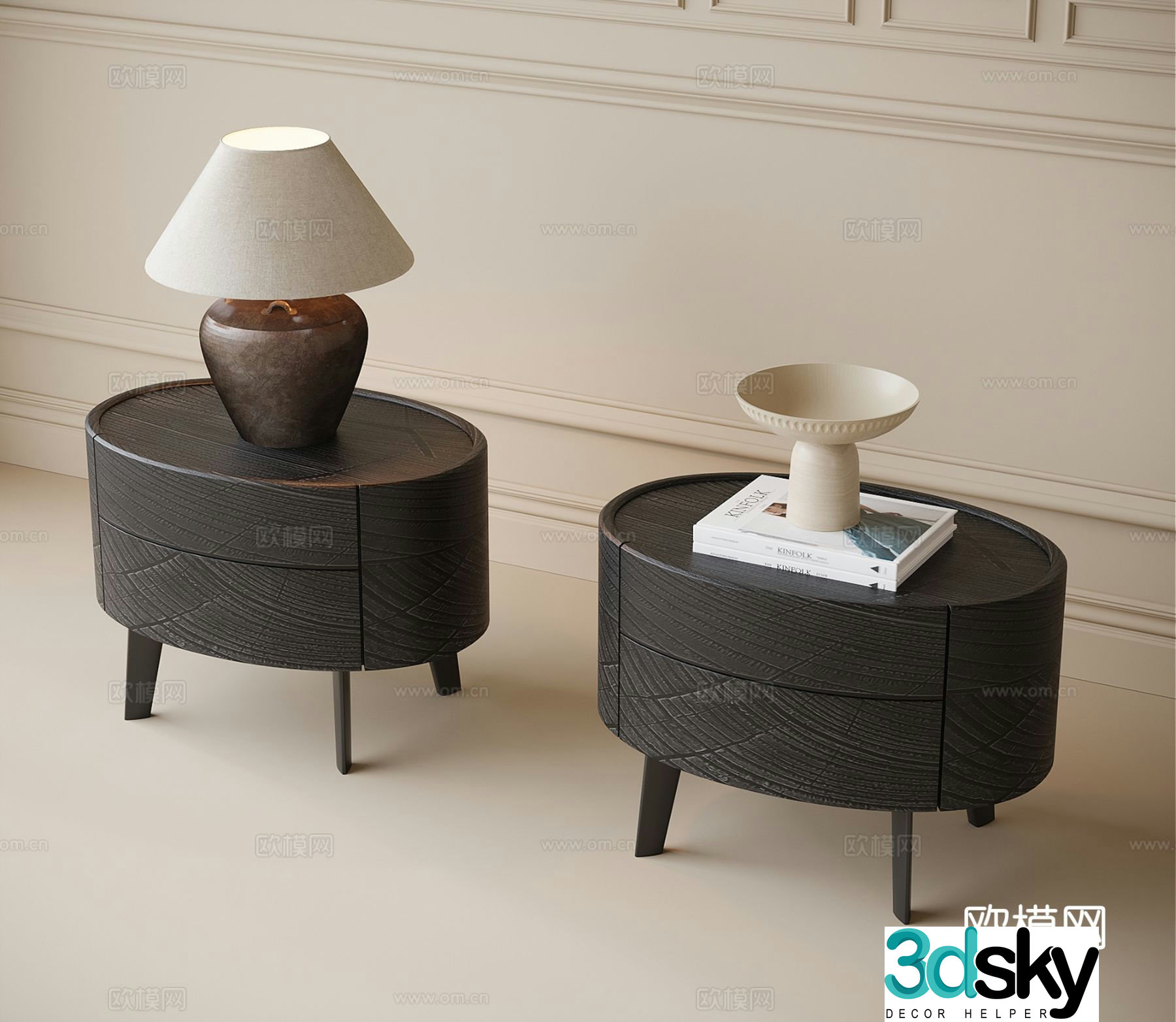 Medieval style bedside table 3d model