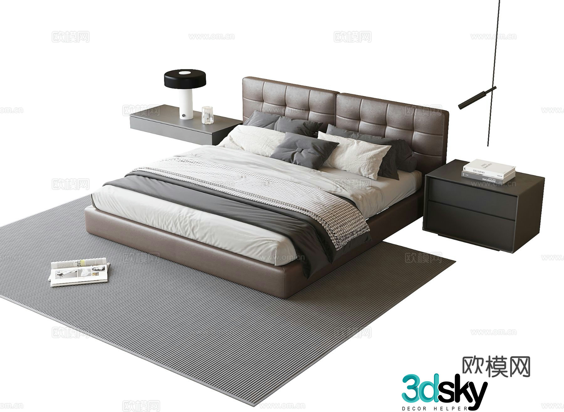 Modern double bed 3d model