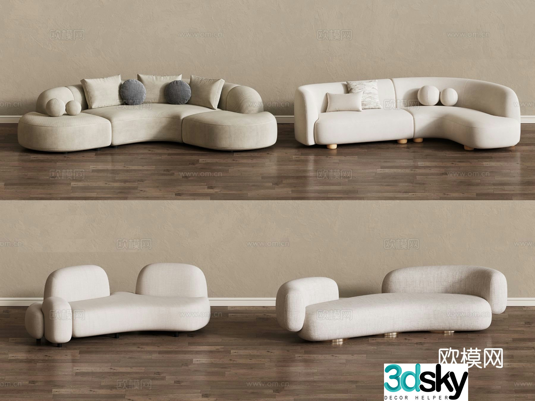 Special shaped sofa curved sofa 3d model