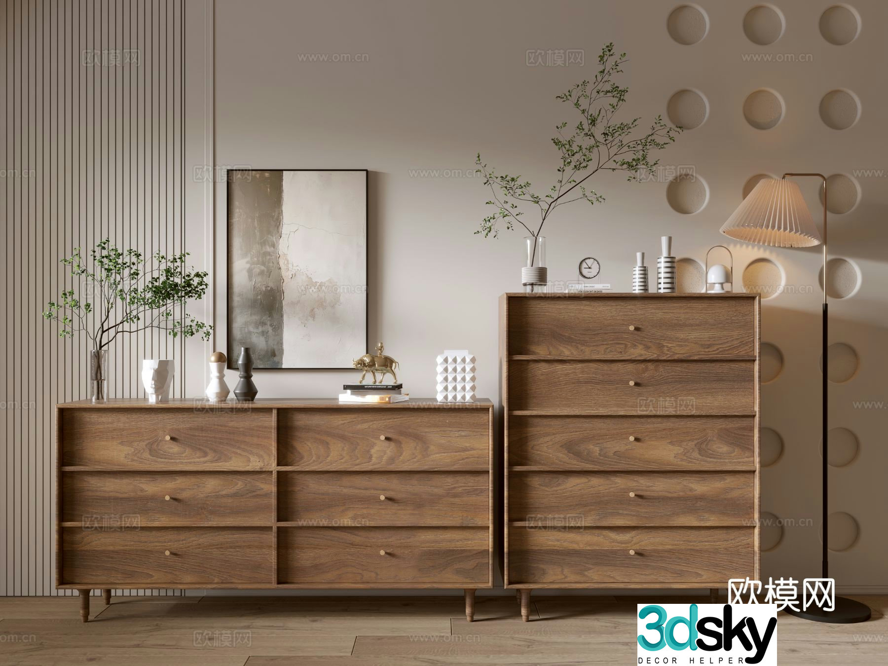 Log air chest side cabinet 3D model