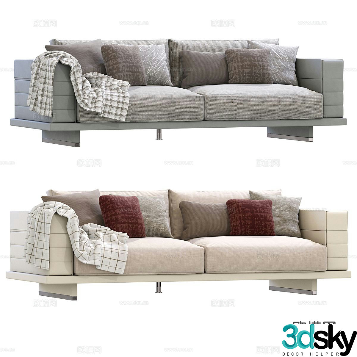 Double sofa upholstered sofa 3d model
