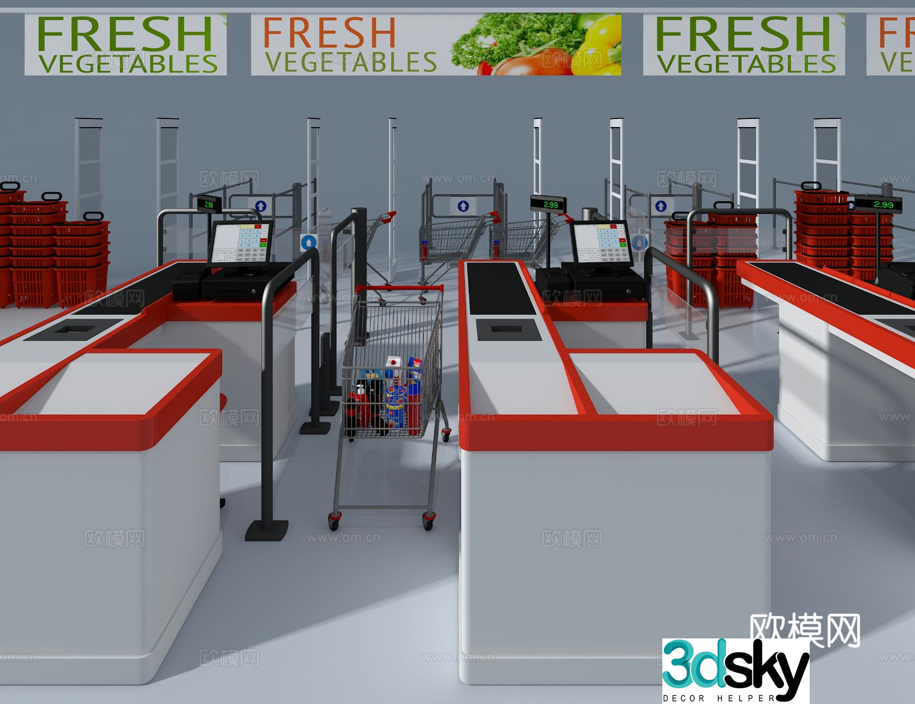 Supermarket cash register 3d model