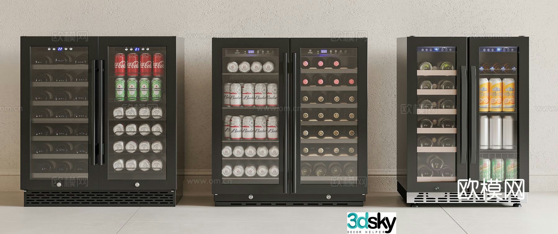 Constant temperature wine cabinet red wine cabinet beverage cabinet 3D model