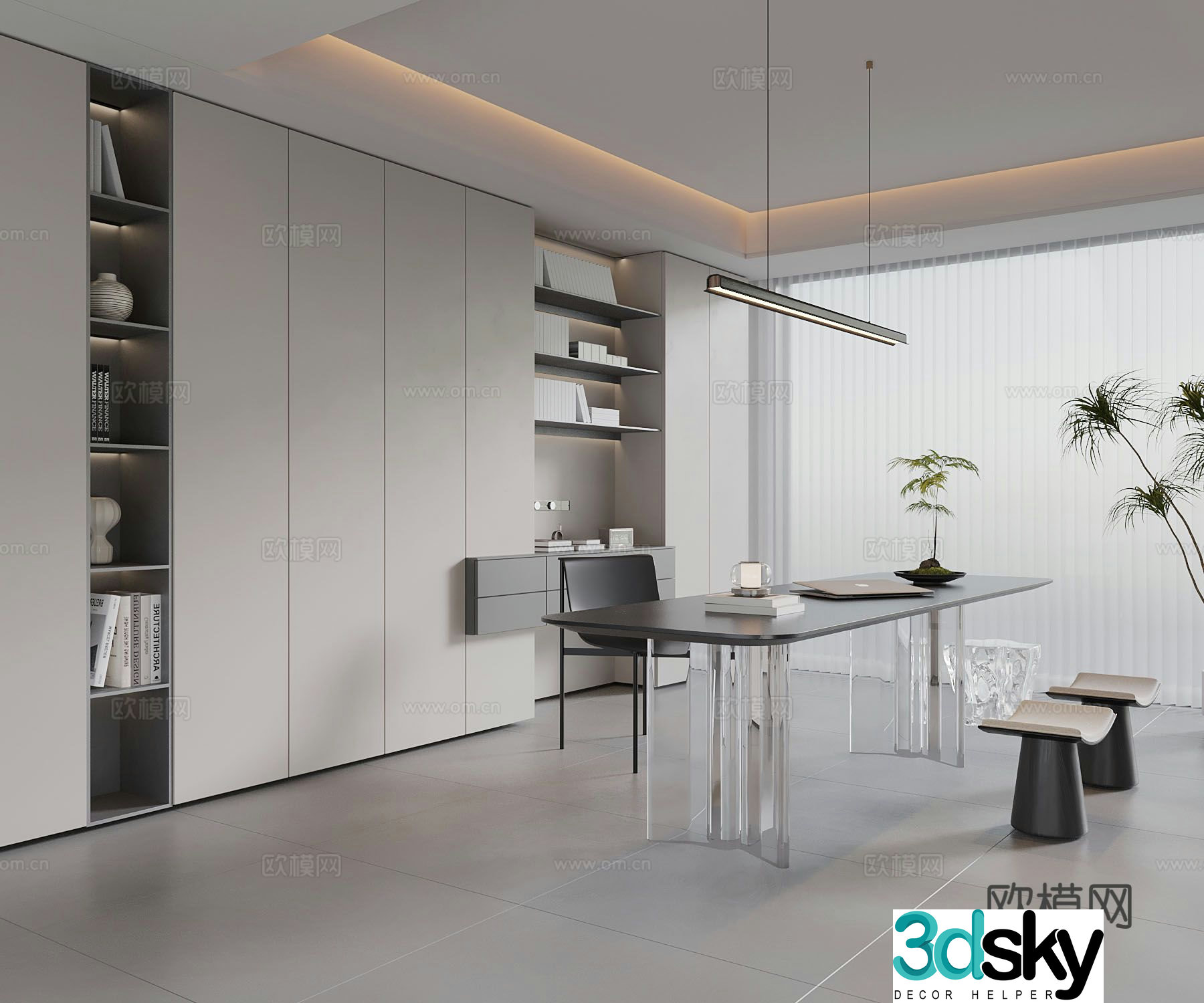 Modern study room 3d model