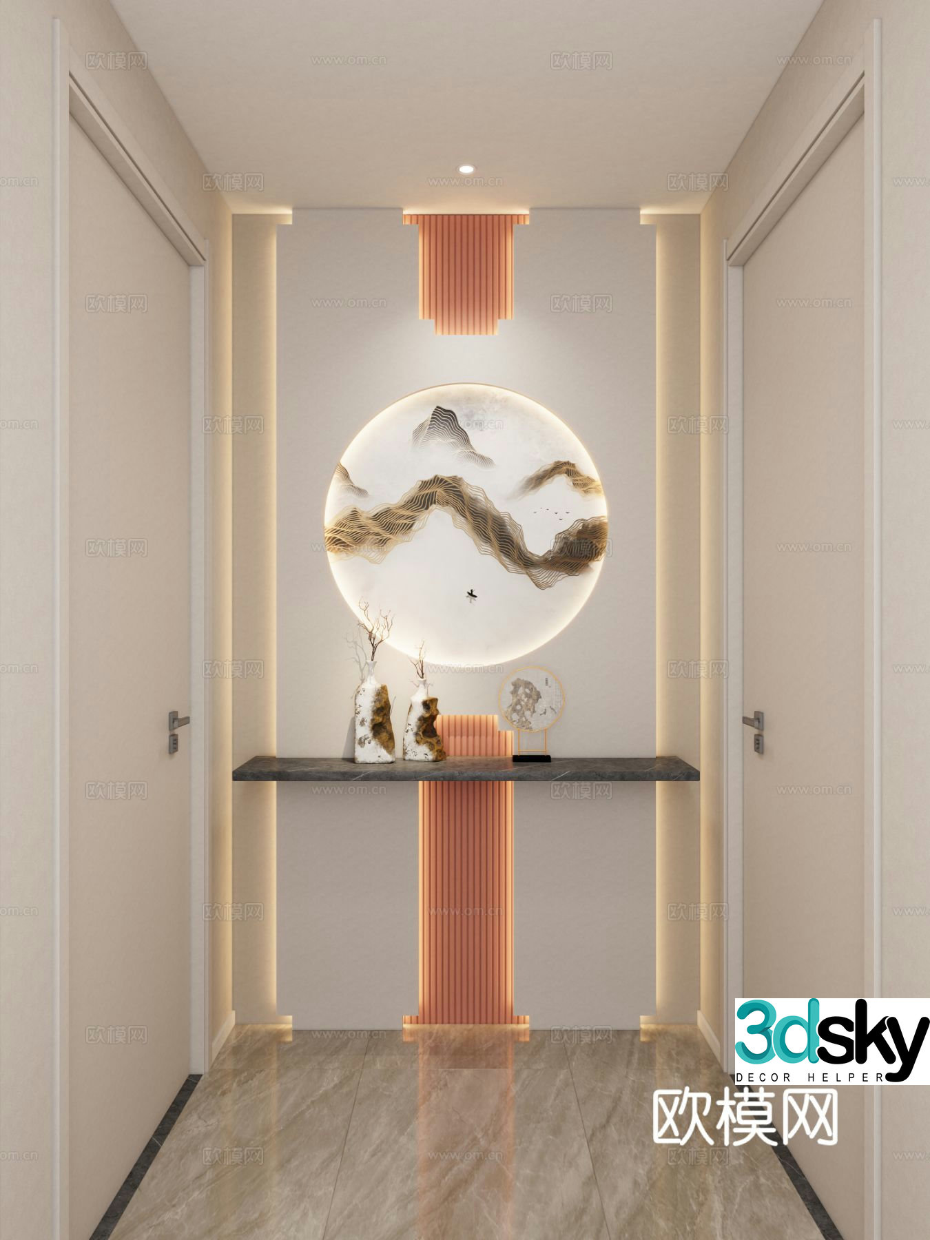 New Chinese style corridor entrance hall 3d model