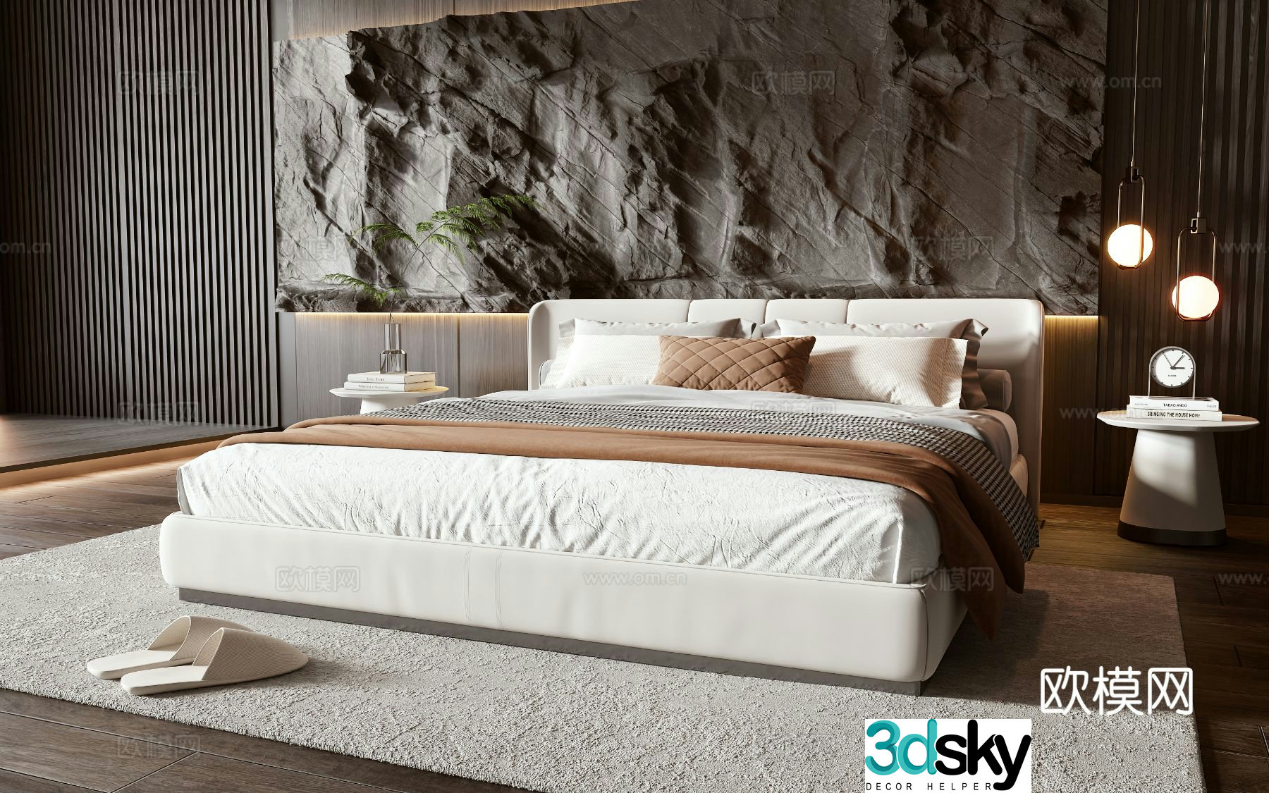 Italian double bed 3d model