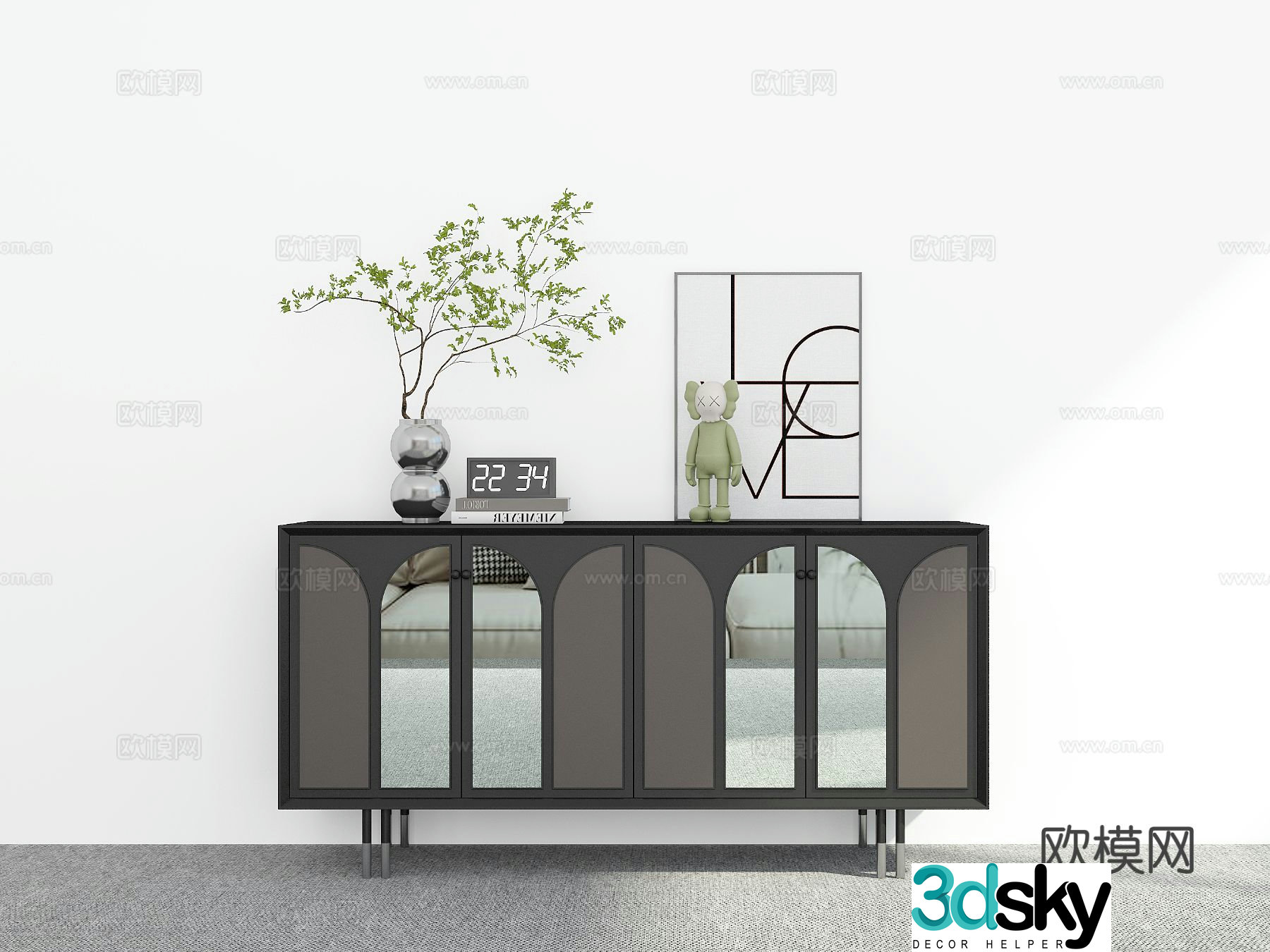 Modern entryway cabinet side cabinet 3d model