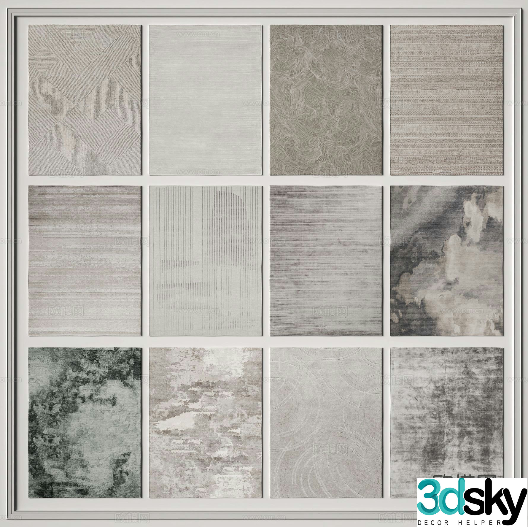 abstract carpet square rug 3d model