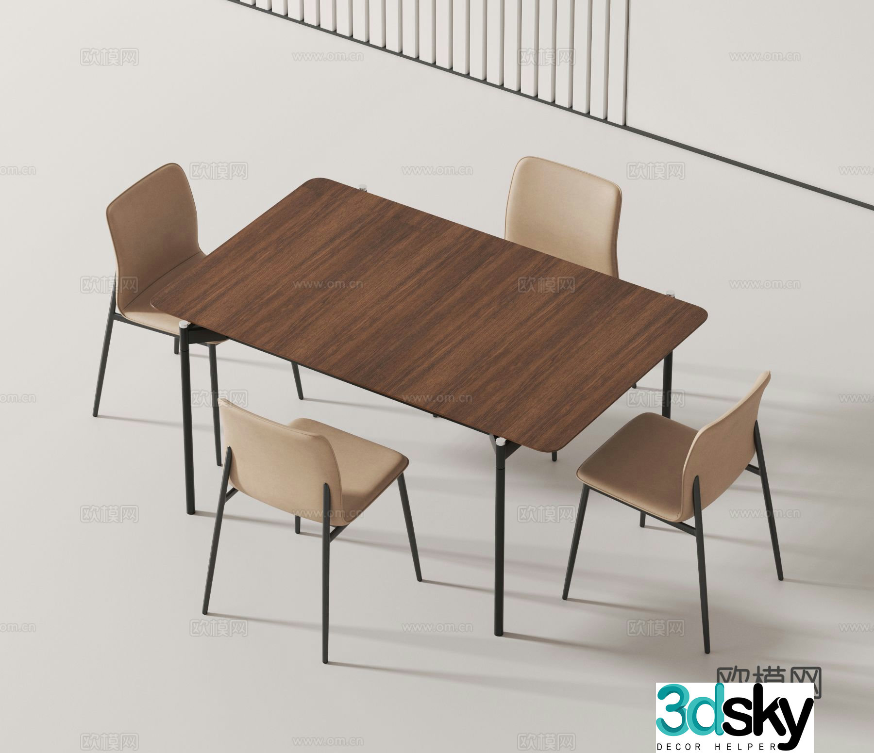 Modern dining table and chairs bar dining table 3d model