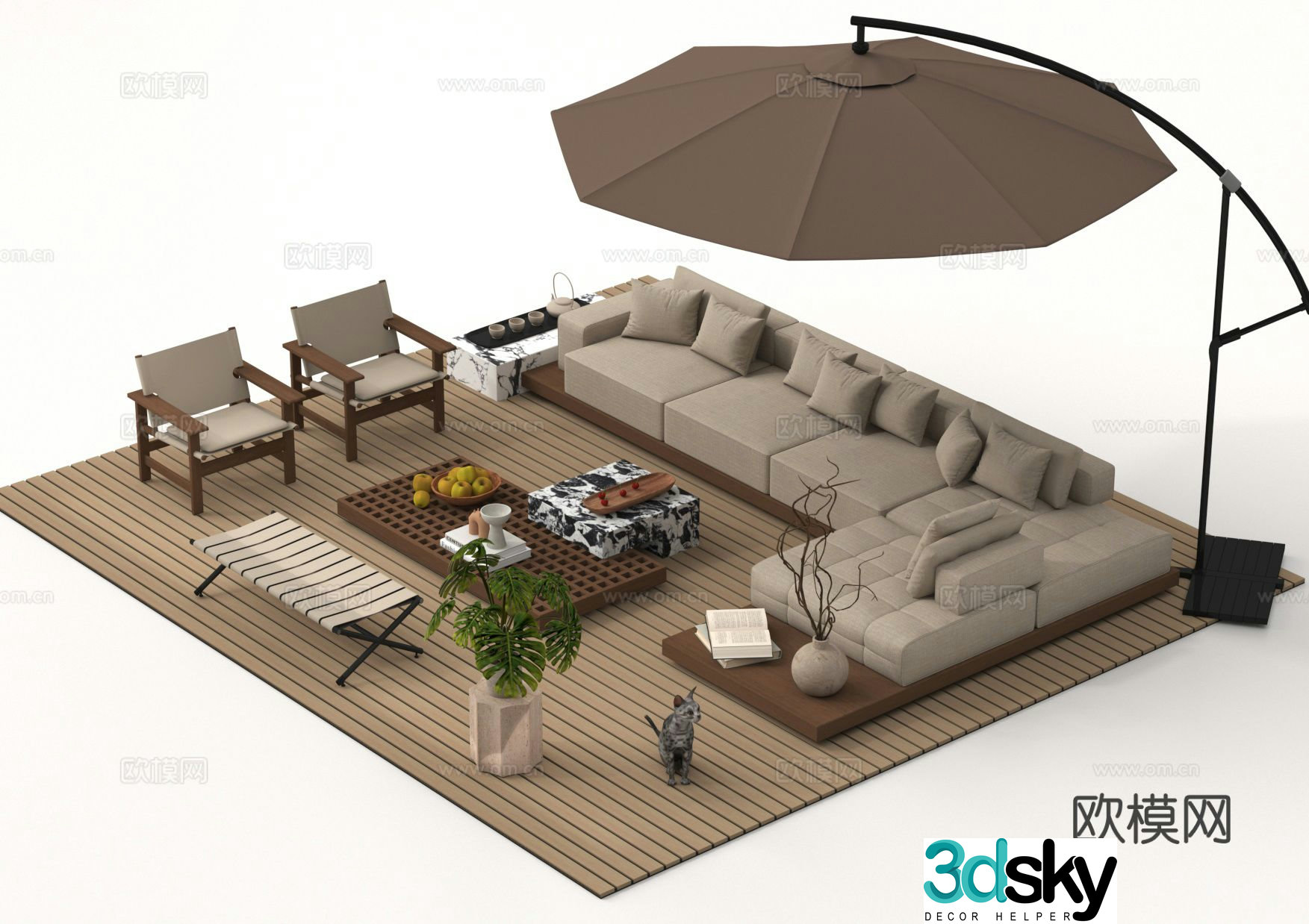 Outdoor sofa modular sofa 3d model
