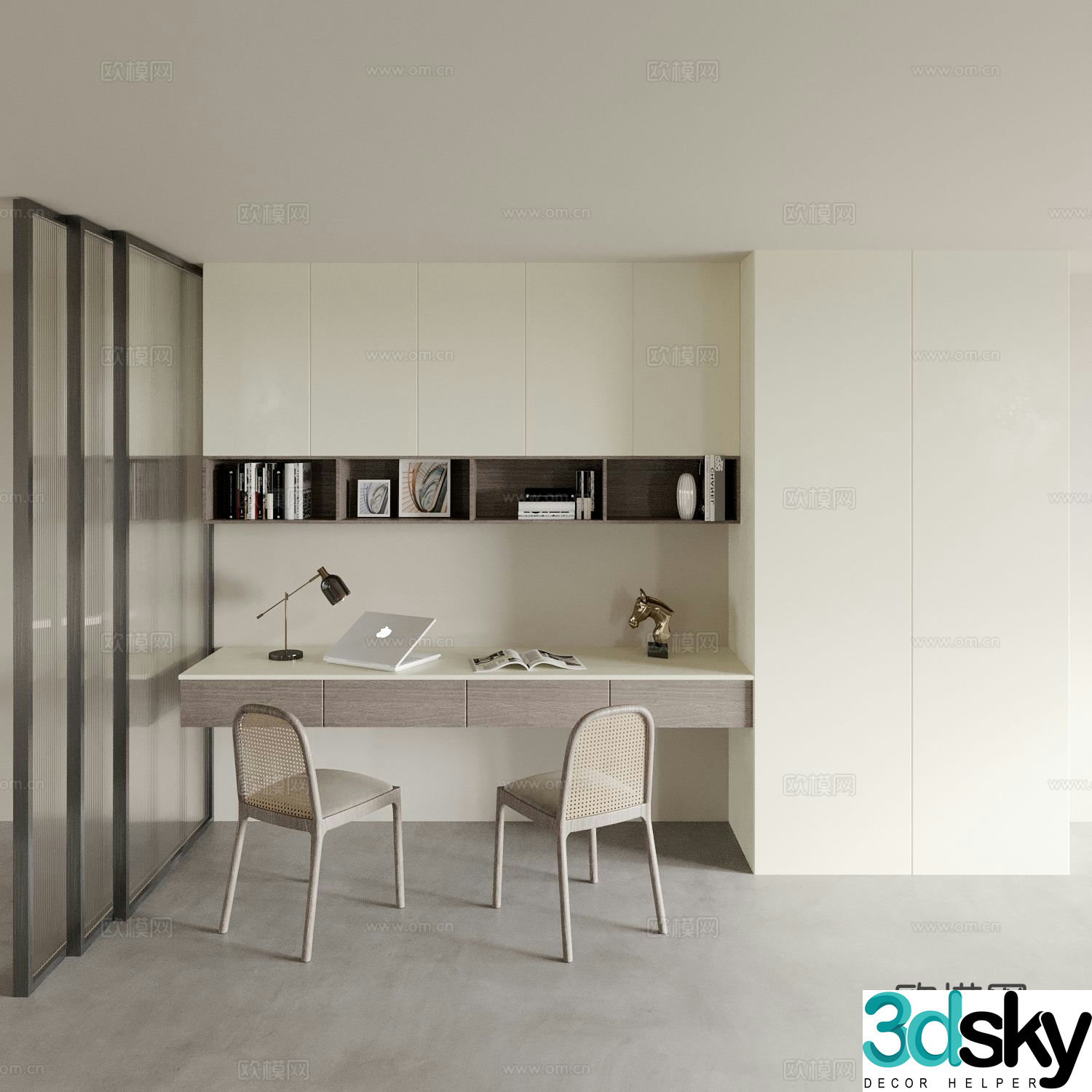 Modern desk writing desk computer desk 3d model