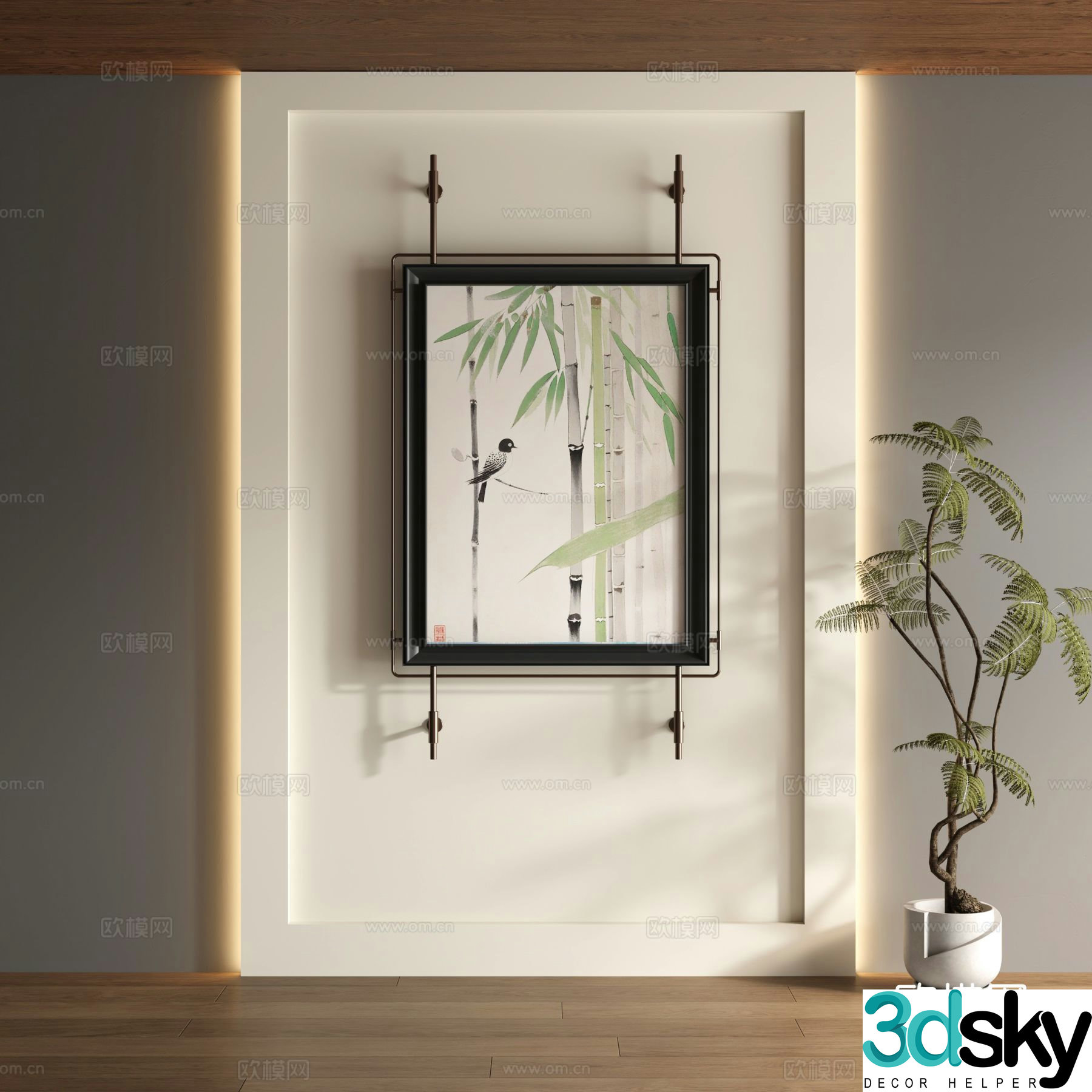 New Chinese style decorative painting art painting hanging painting 3d model