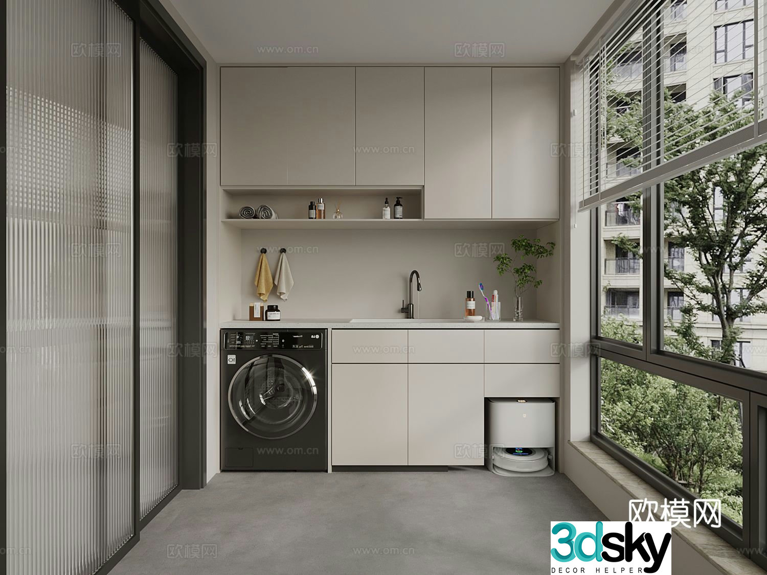 Living balcony laundry room 3d model