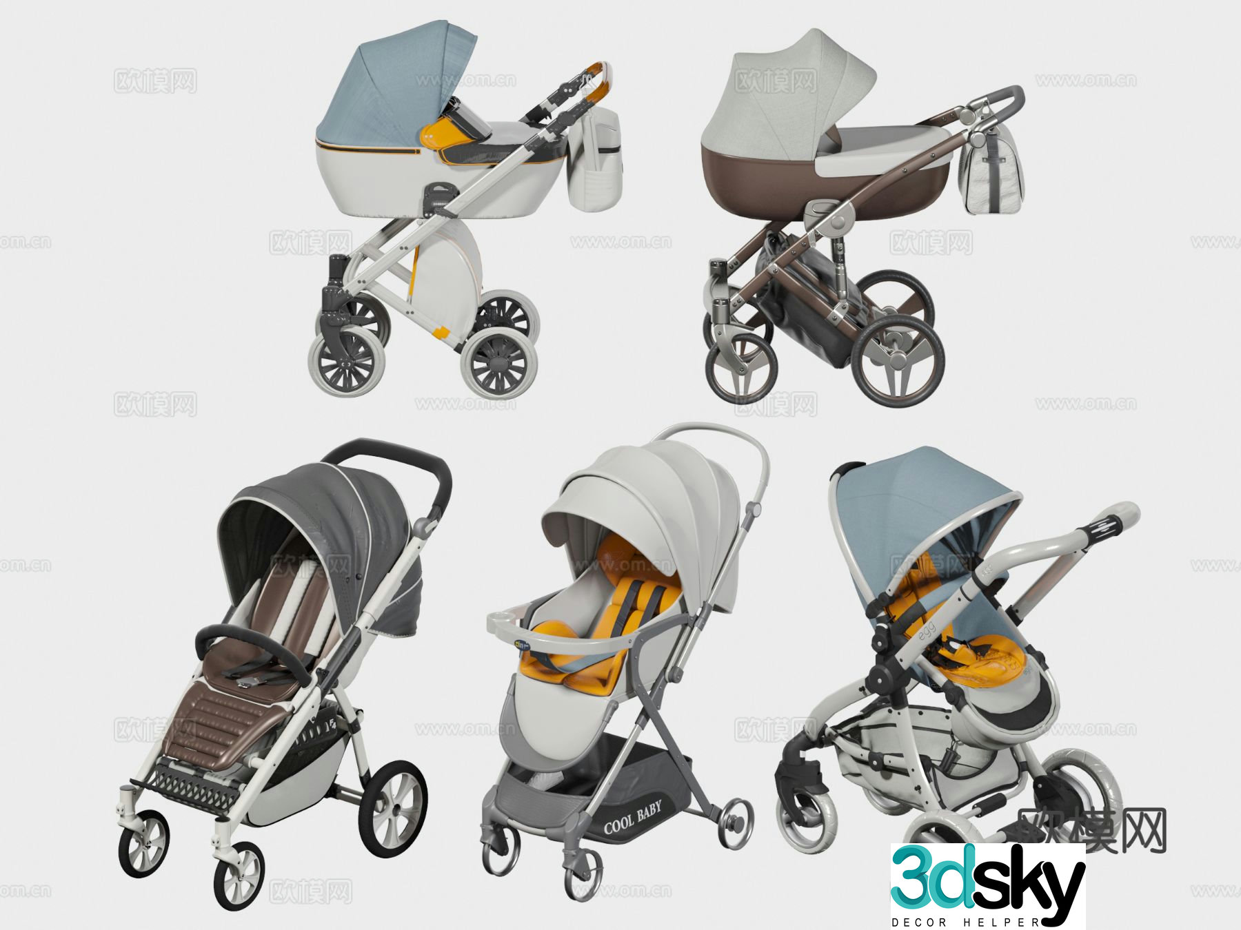 Modern stroller stroller 3d model