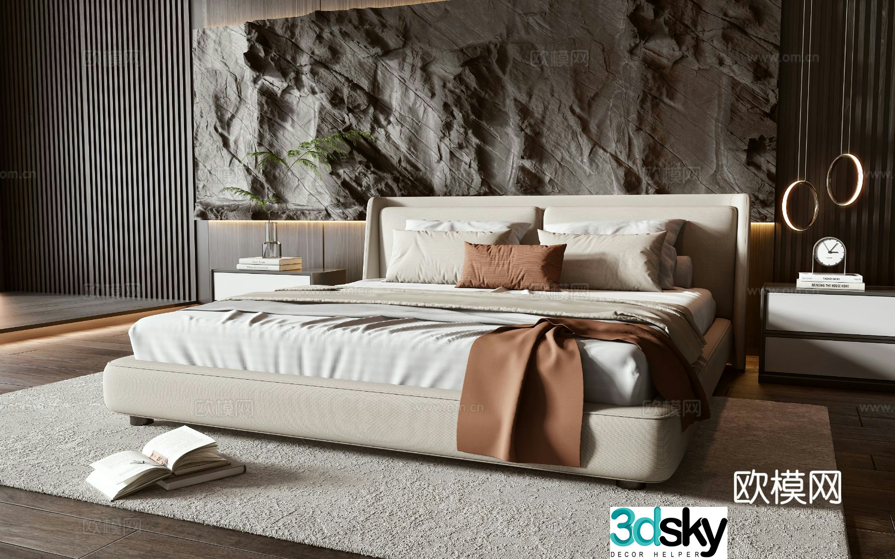 Italian double bed 3d model