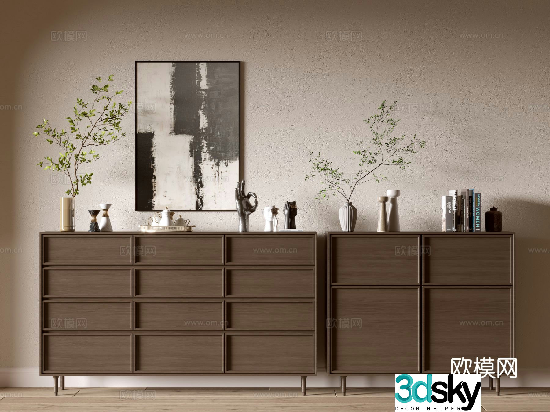 Nordic entrance cabinet side cabinet 3d model