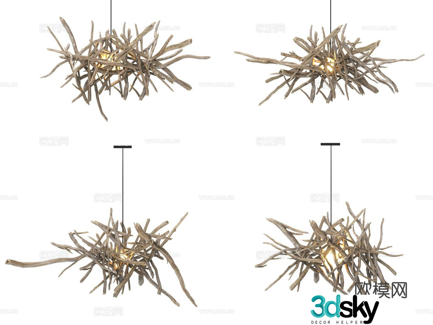 branch chandelier tree trunk chandelier 3d model