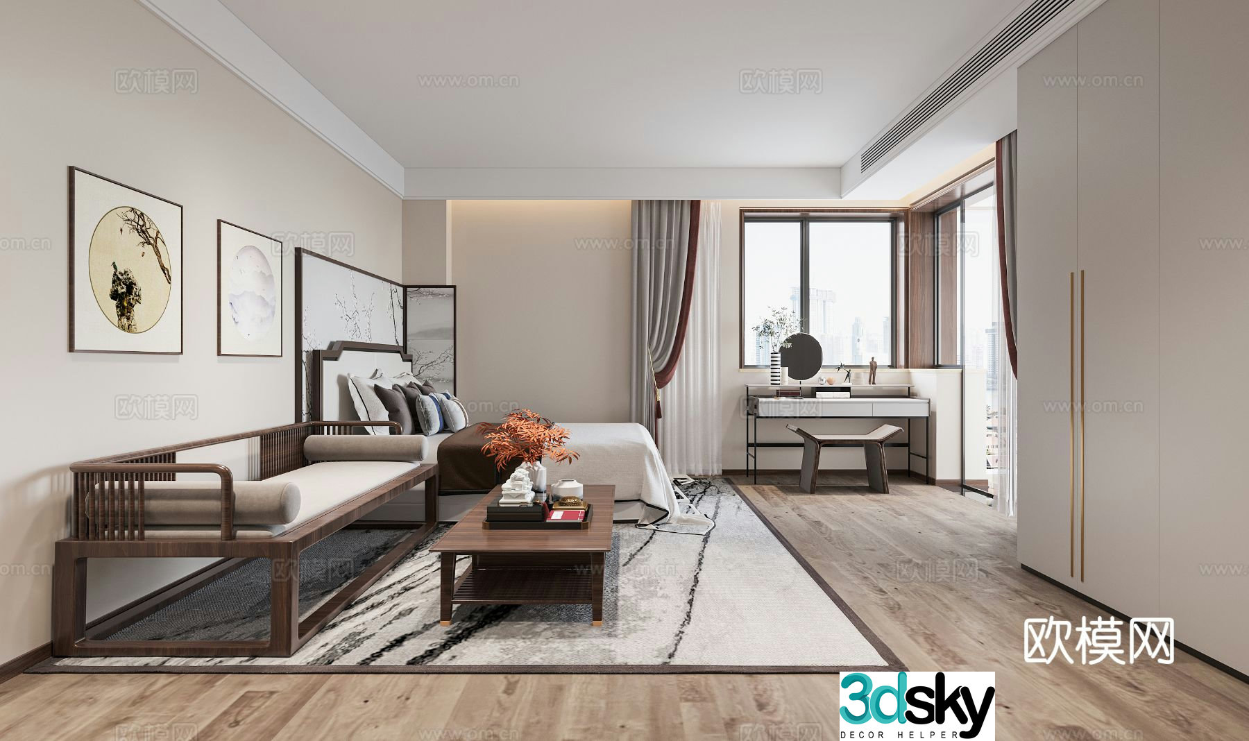 New Chinese style bedroom master bedroom 3d model