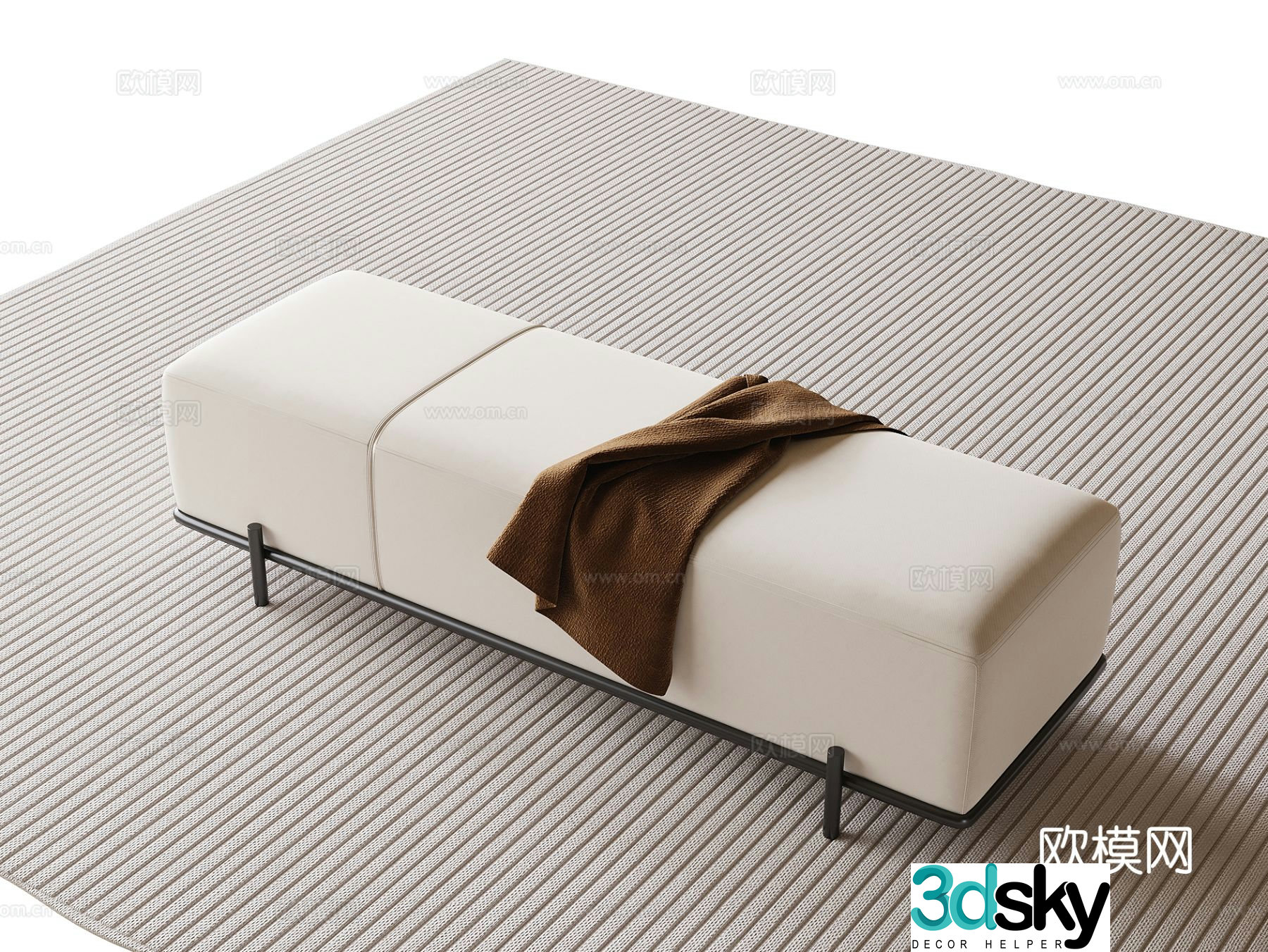 Modern footrest bedside stool 3d model