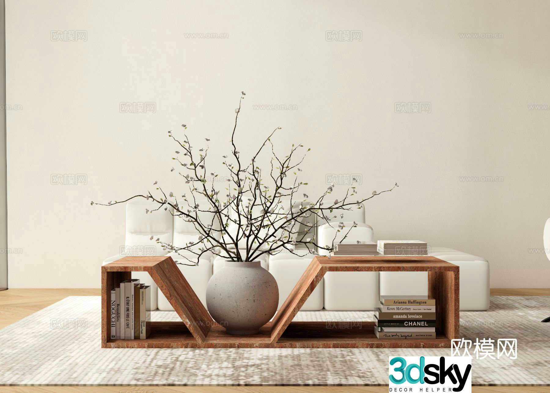 Special shaped coffee table solid wood coffee table 3d model