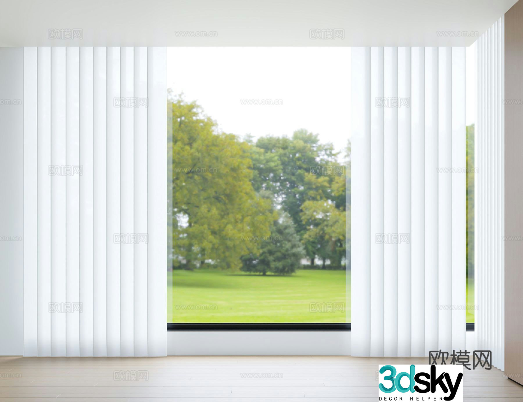 Modern curtains venetian blinds blackout curtains 3d model