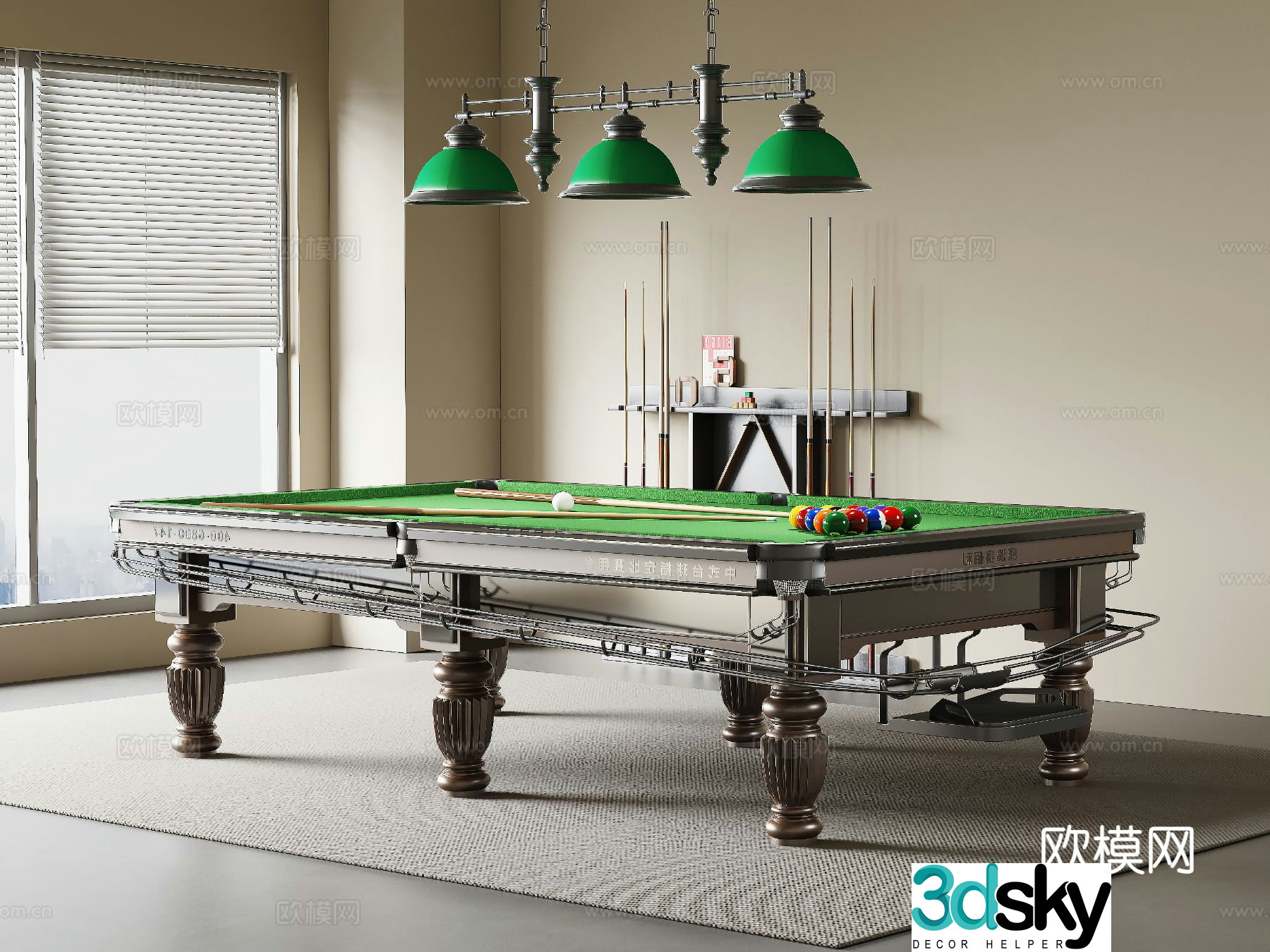Modern pool table billiards 3d model