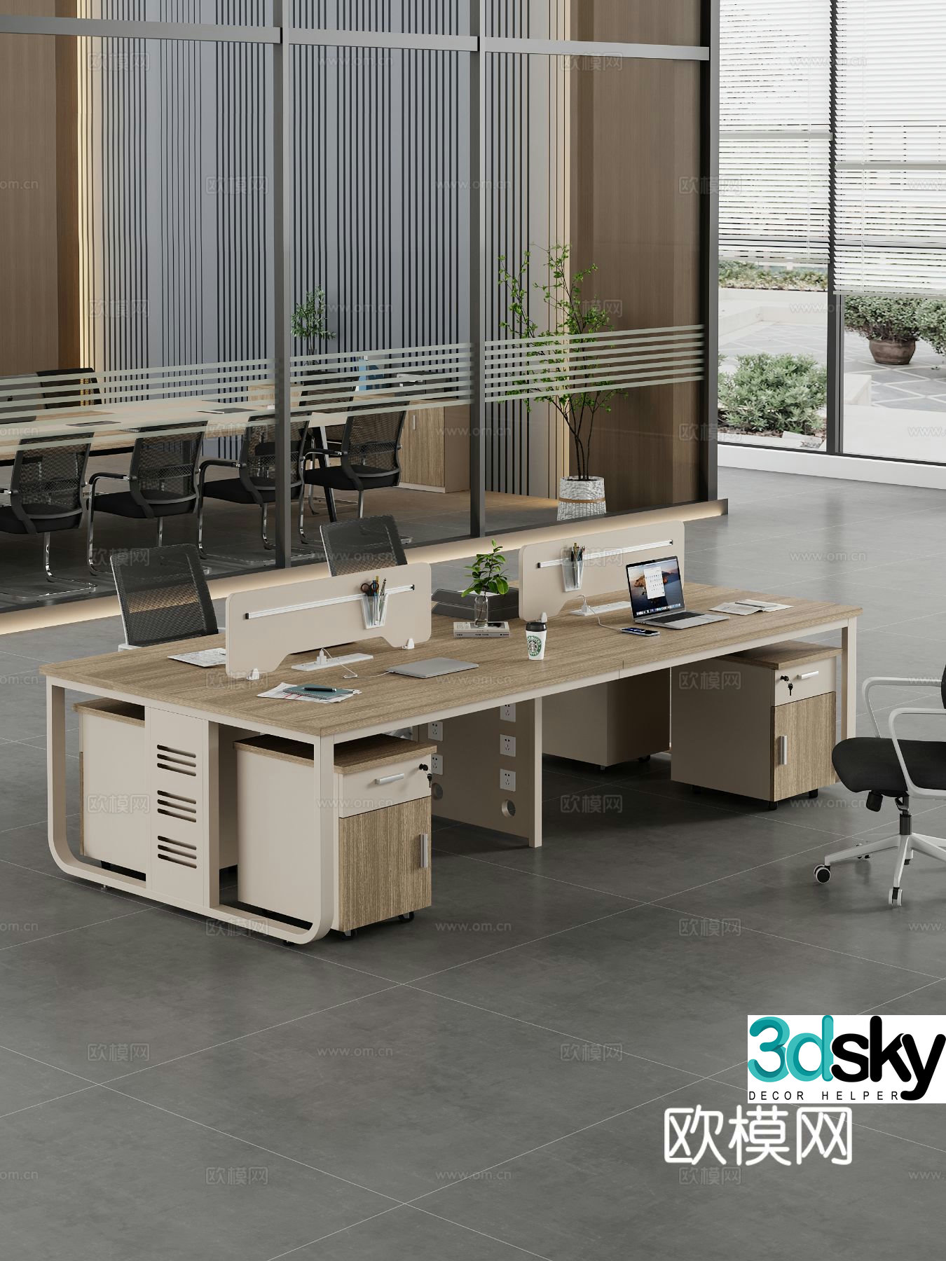 Card space desk work station post 3d model