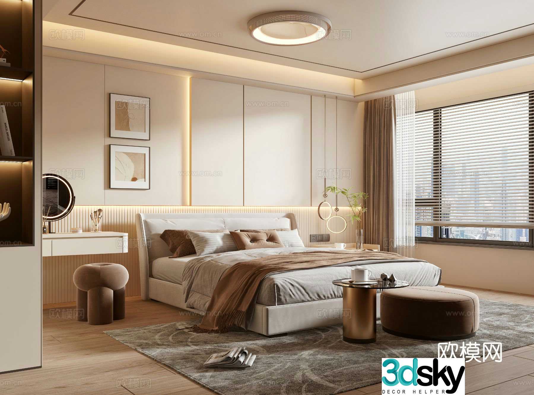 Cream style bedroom master bedroom 3d model