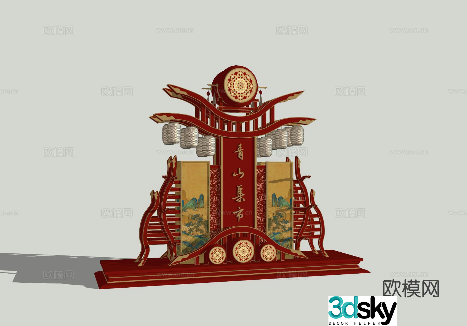 New Chinese style display outdoor installation national trend stage 3D model