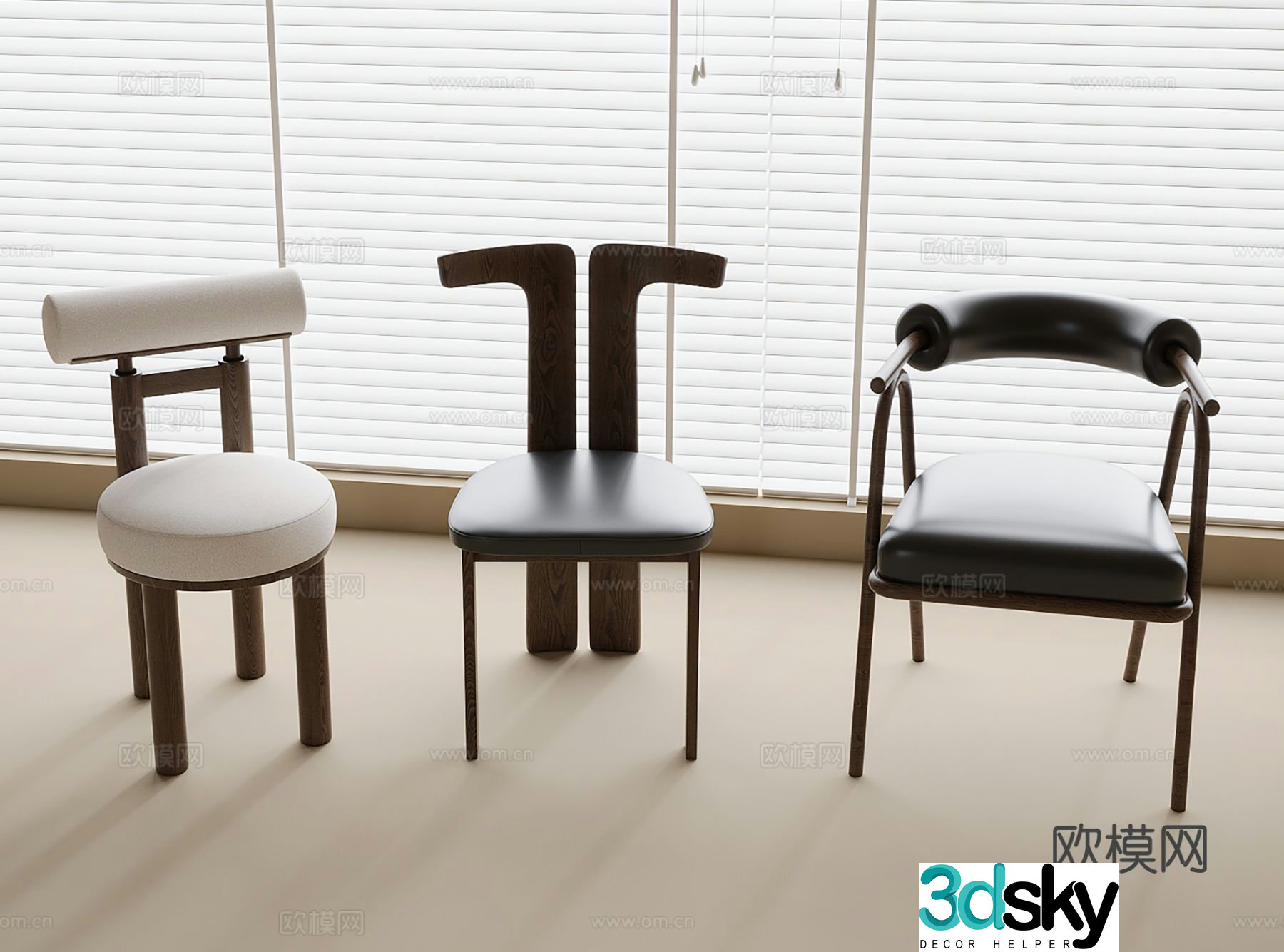 Medieval style chair dining chair 3d model