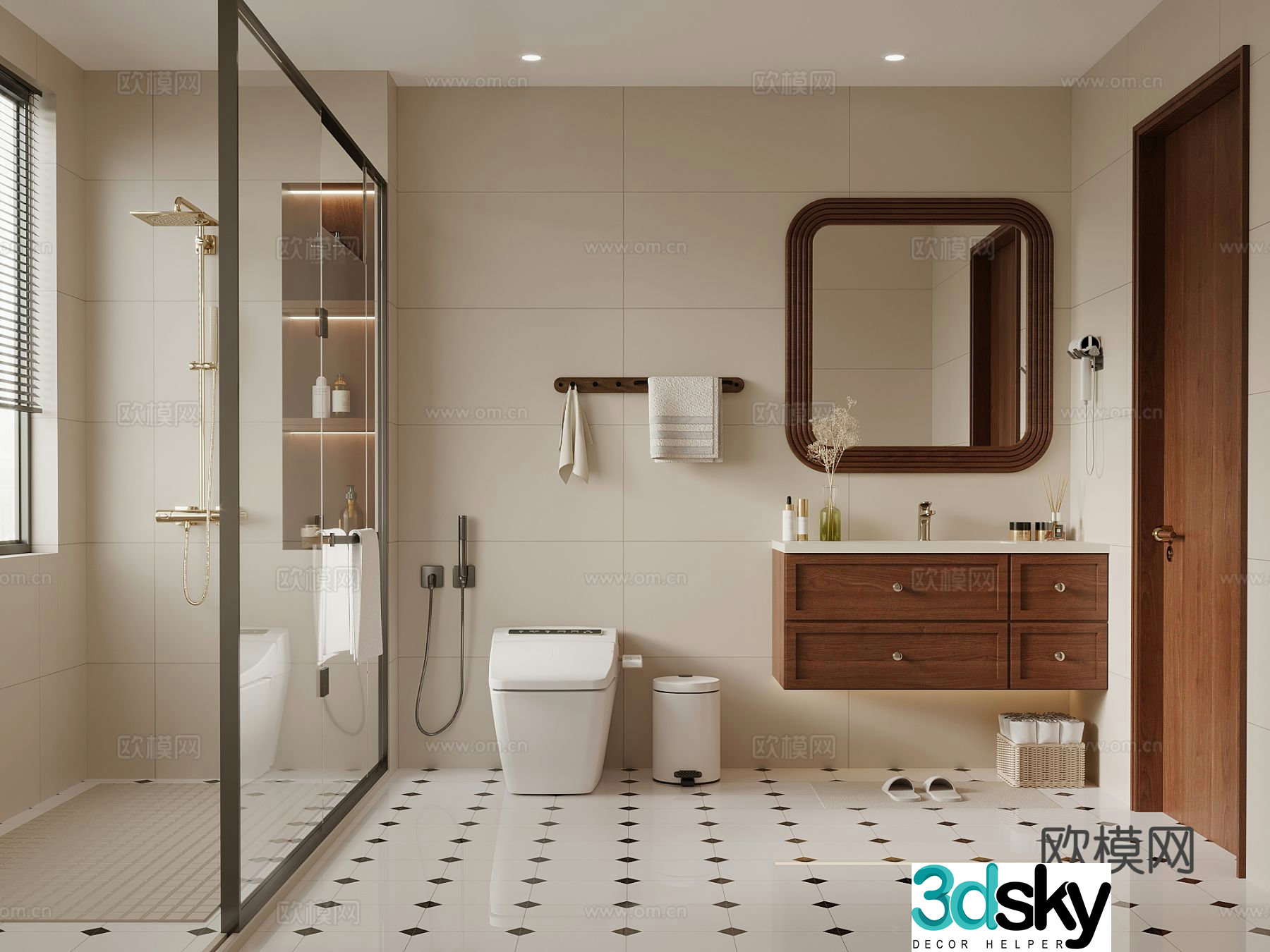 Medieval style bathroom bathroom 3d model