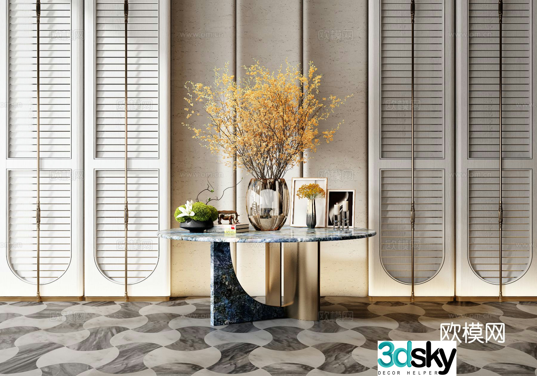 Light luxury end view terrace 3D model