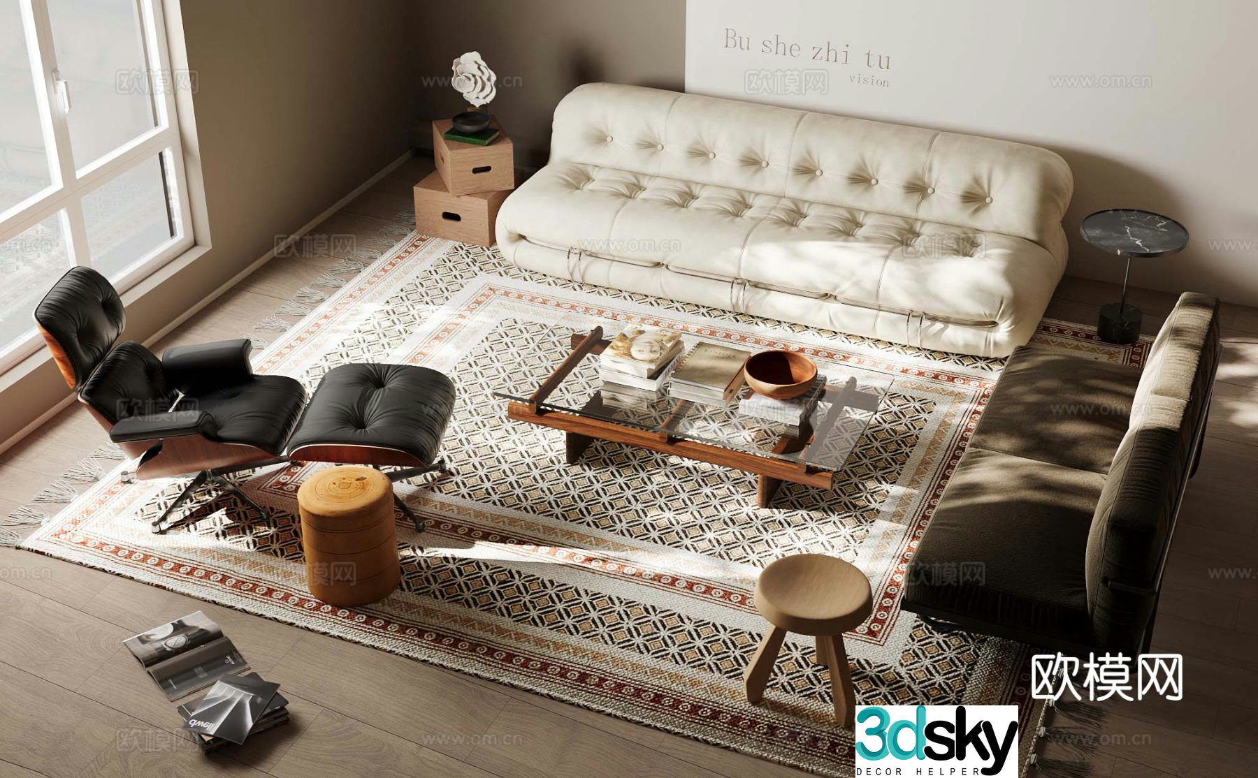 Medieval style modular sofa 3D model