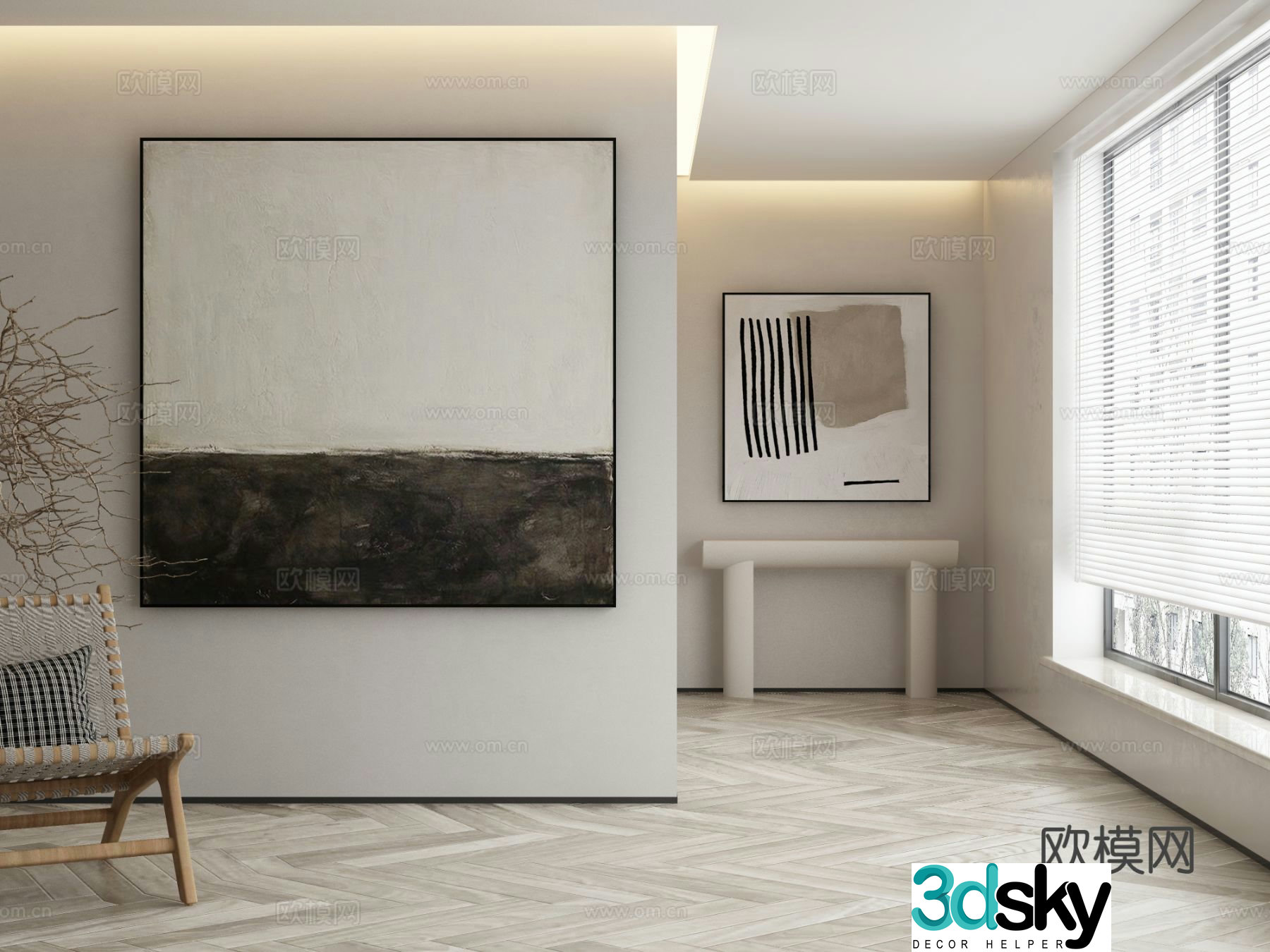 Wabi-sabi painting texture painting decorative painting hanging painting 3D model