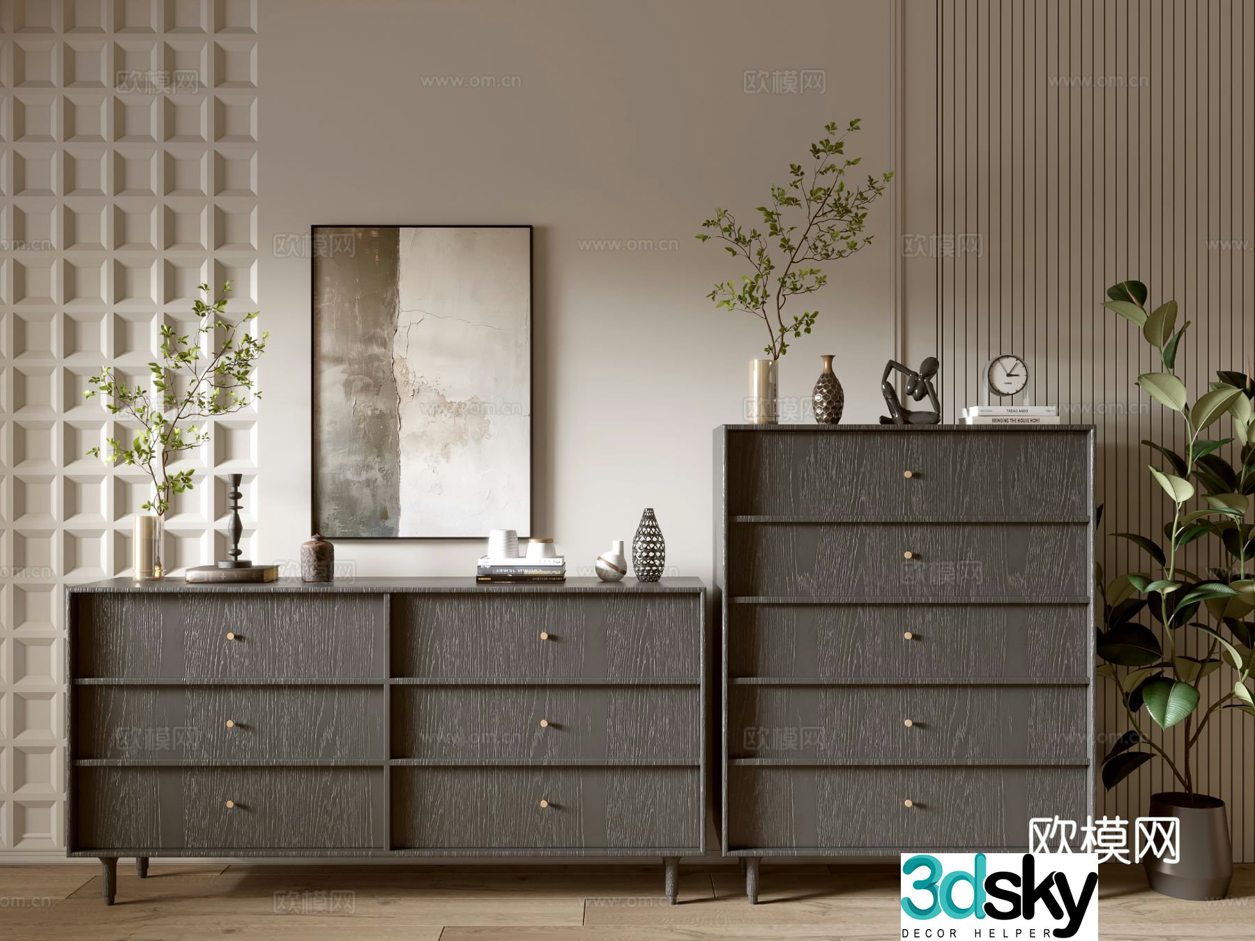 Modern chest of drawers side cabinet 3d model