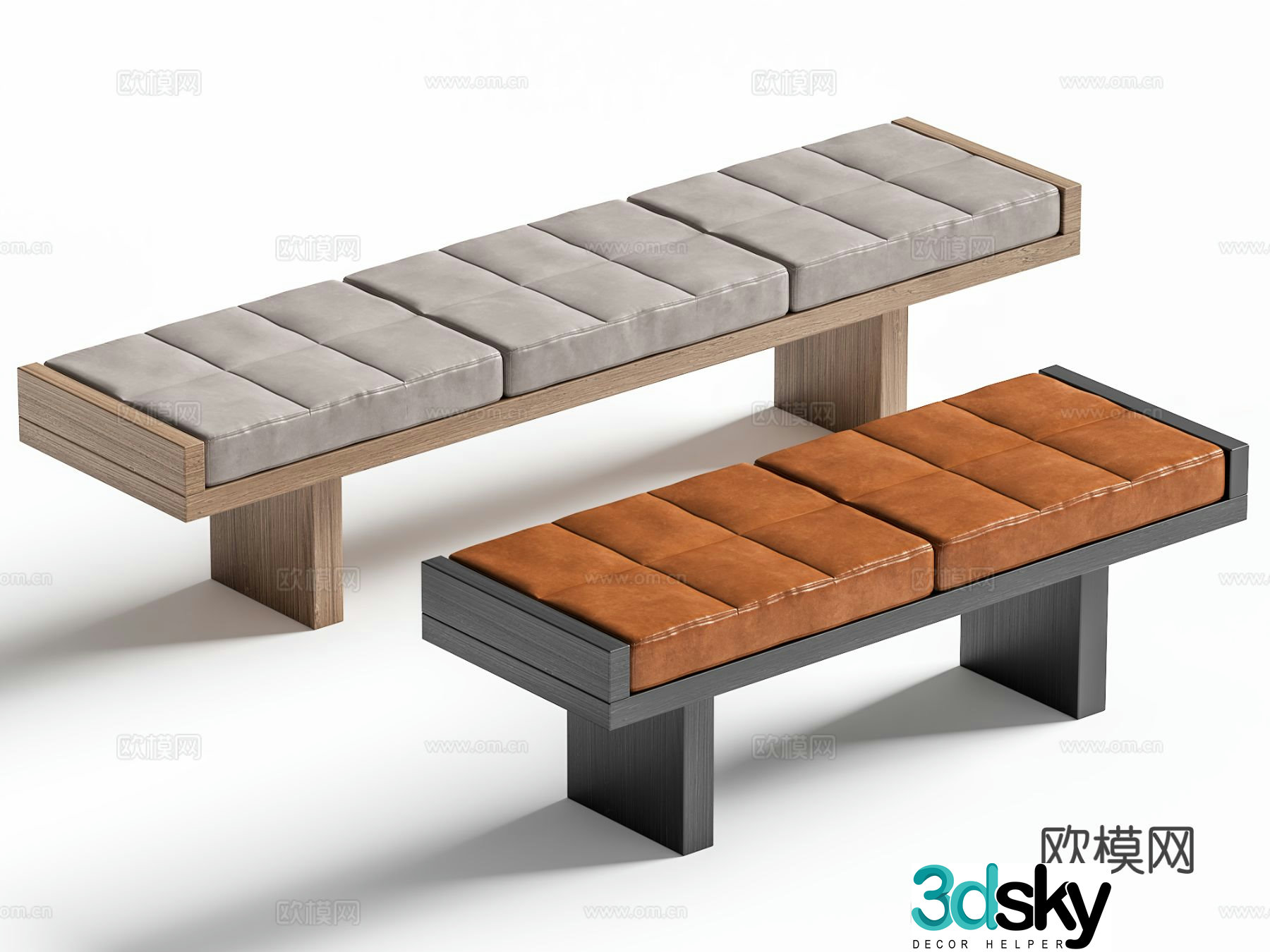 Modern footrest bedside stool 3d model