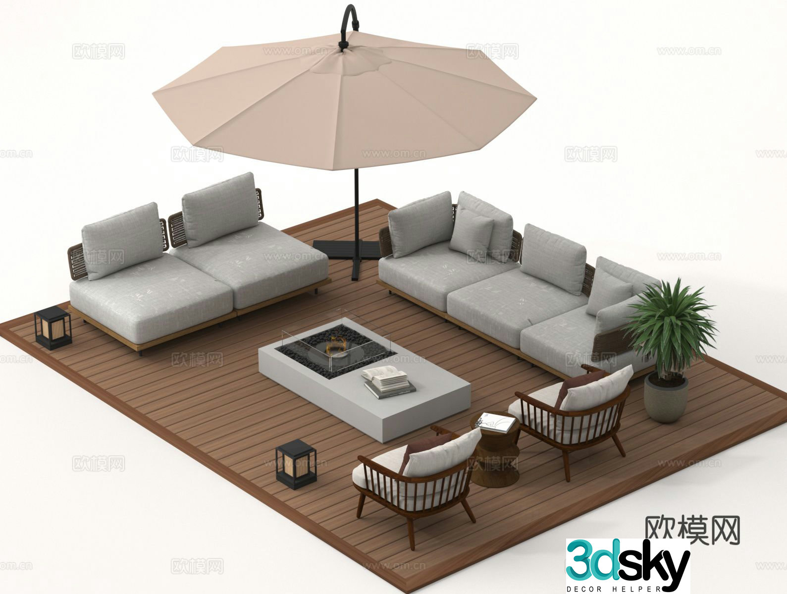 Outdoor sofa modular sofa 3d model