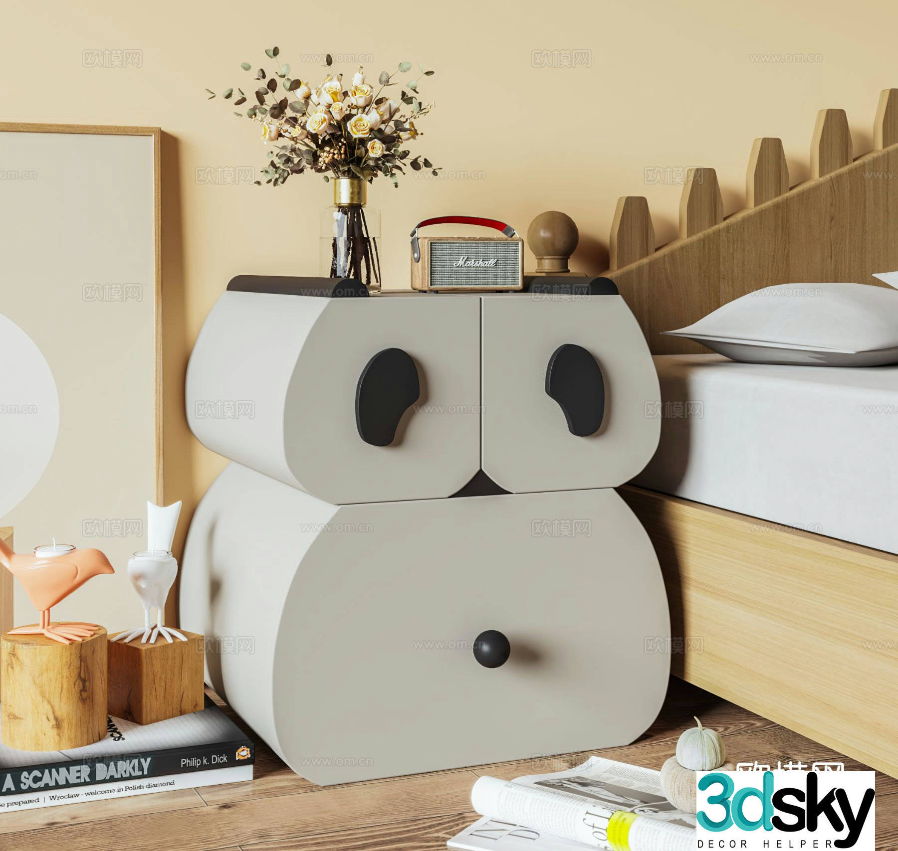 Modern bedside table 3d model