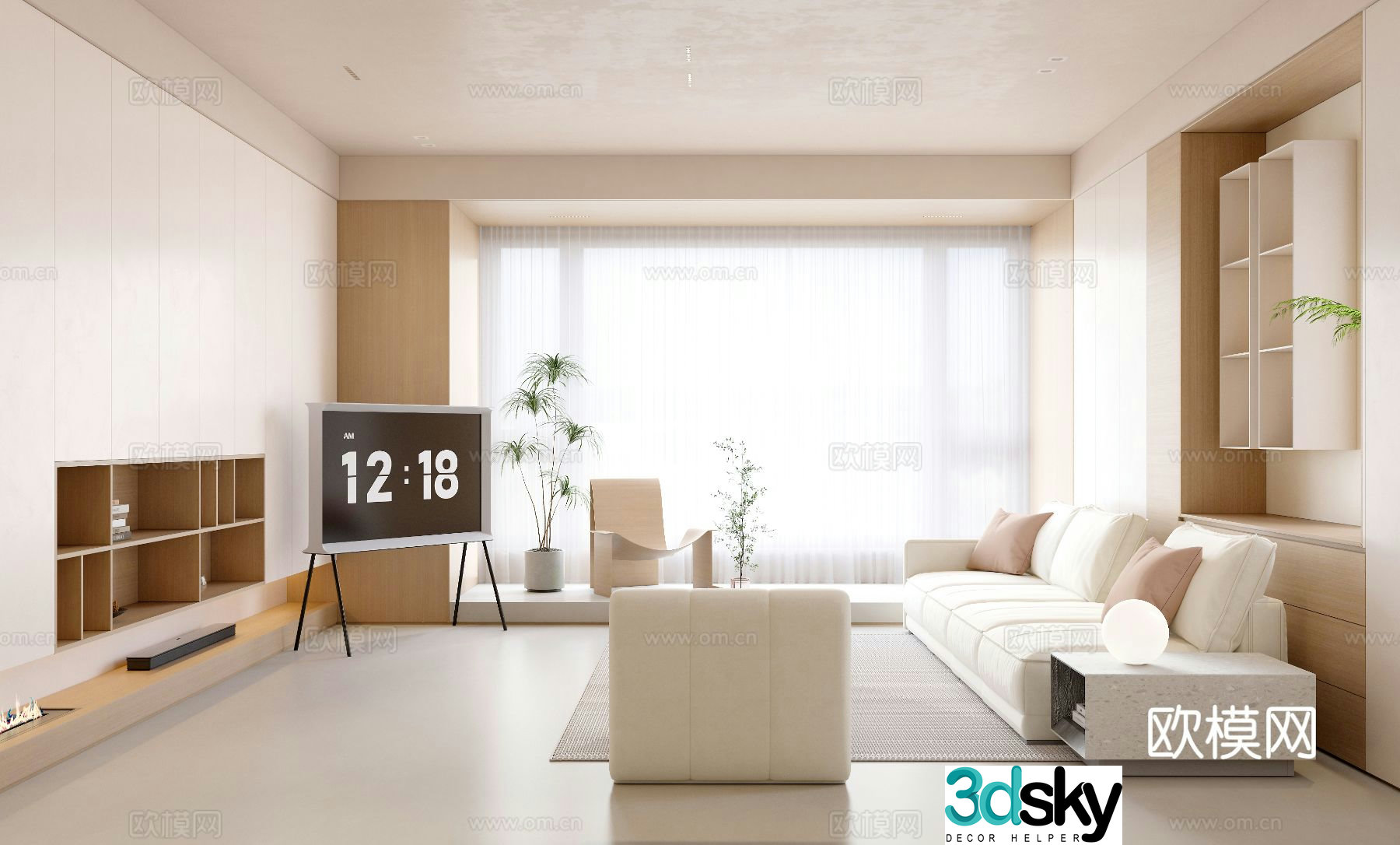 Cream style living room 3d model