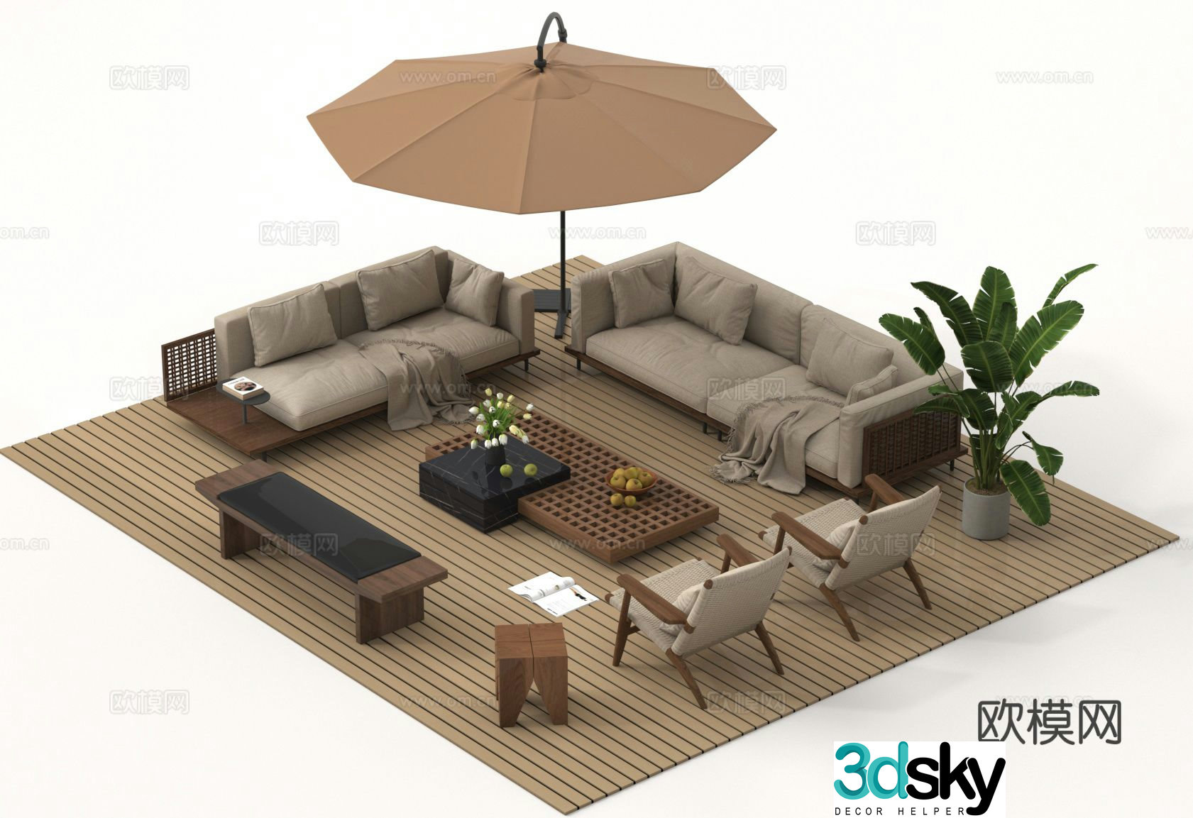 Outdoor sofa modular sofa 3d model