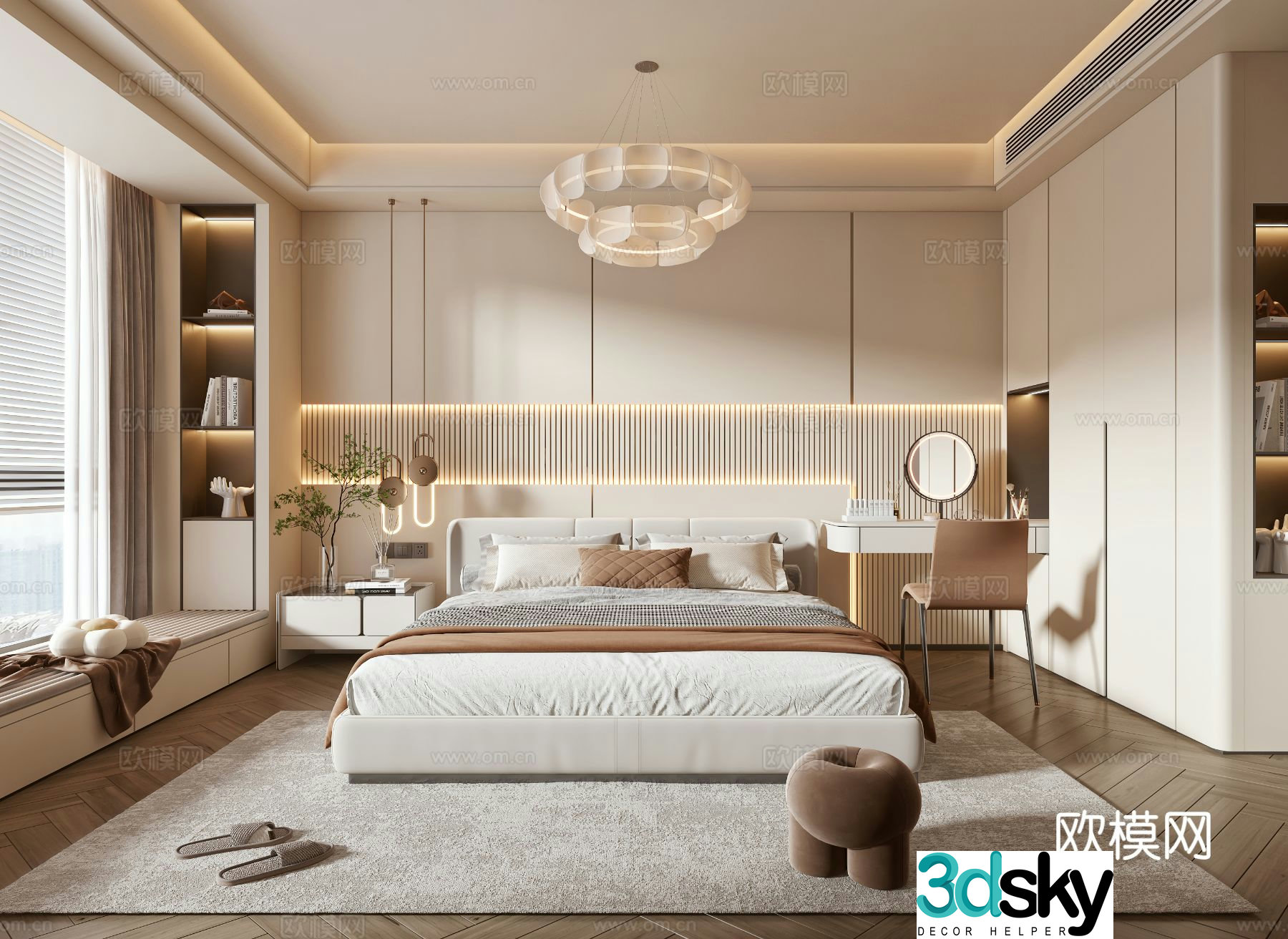 Cream style bedroom master bedroom 3d model