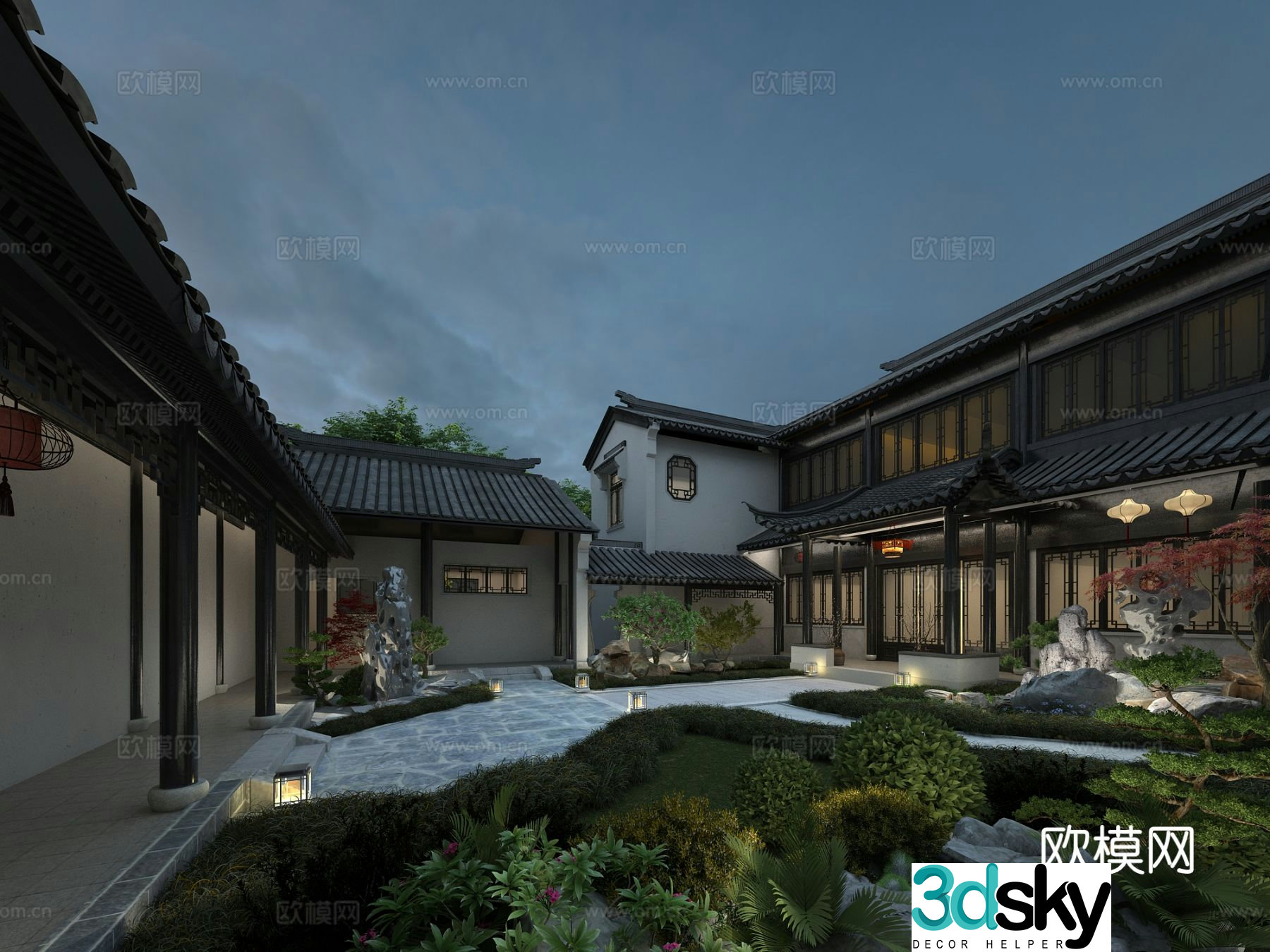 Villa courtyard garden 3d model
