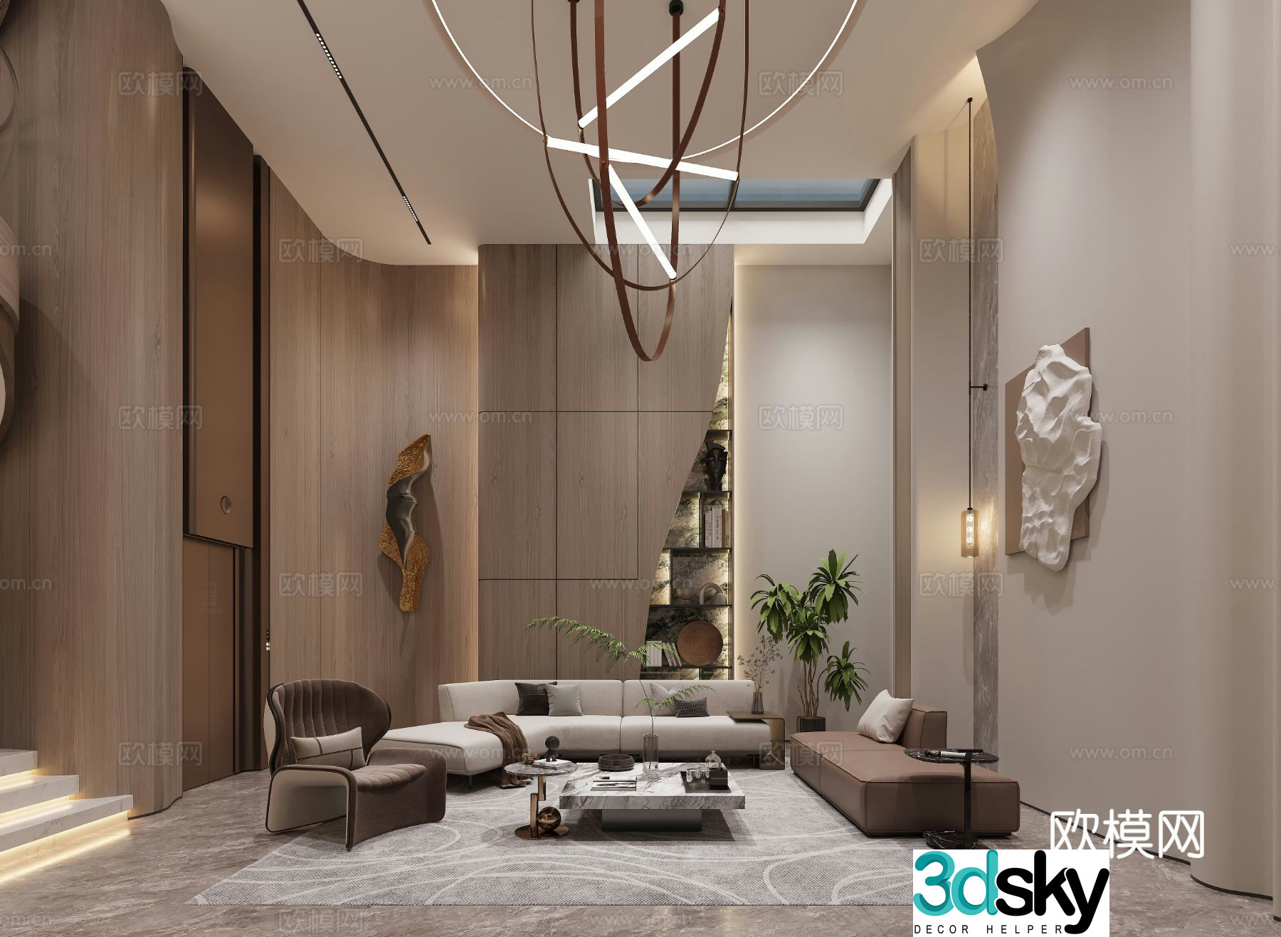 Italian lounge entertainment room basement 3d model